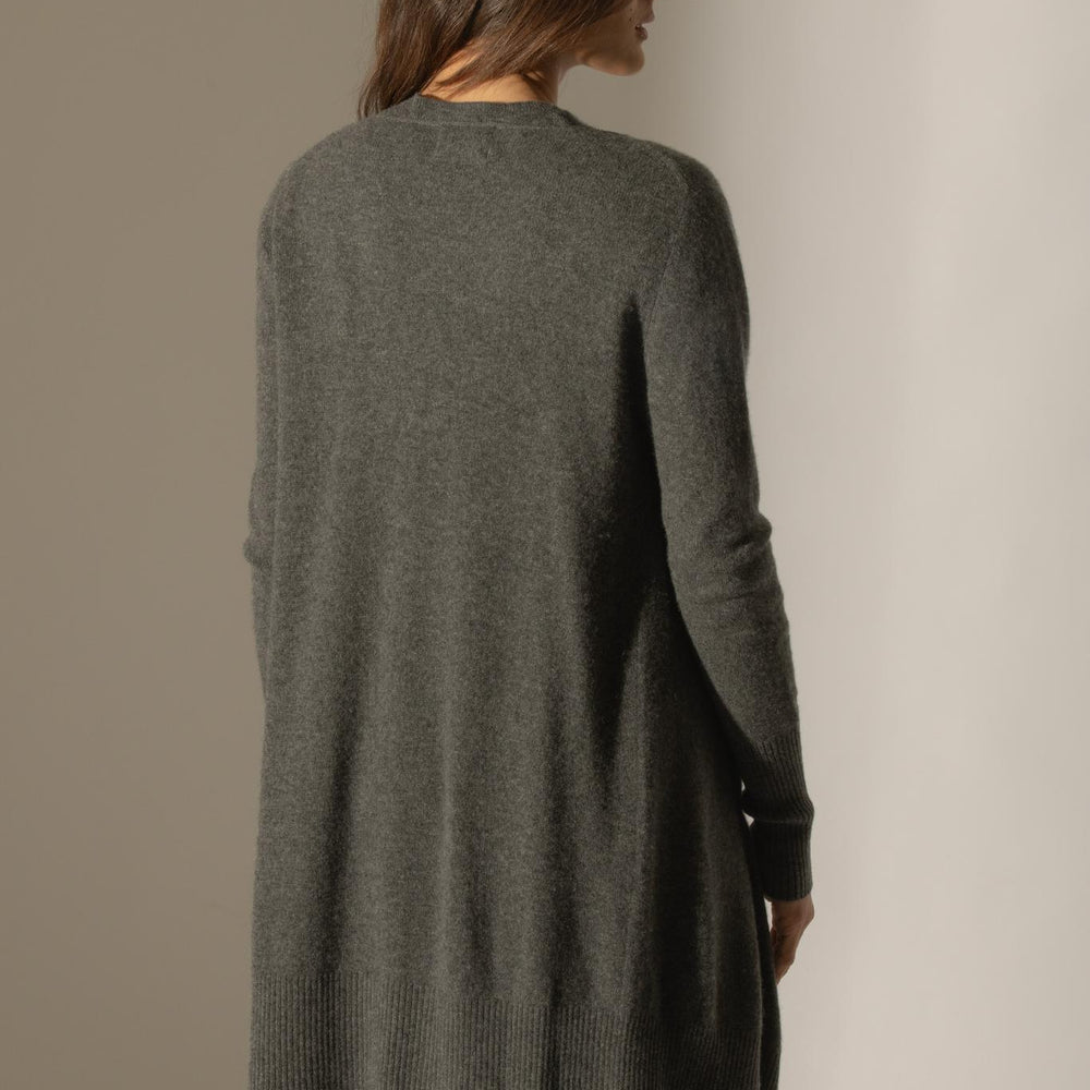 ABIGAIL veste longue anthracite chiné 100% cachemire
