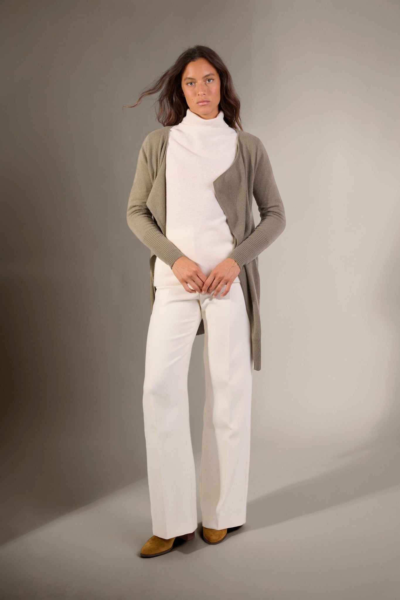 abigail veste longue army 100% cachemire