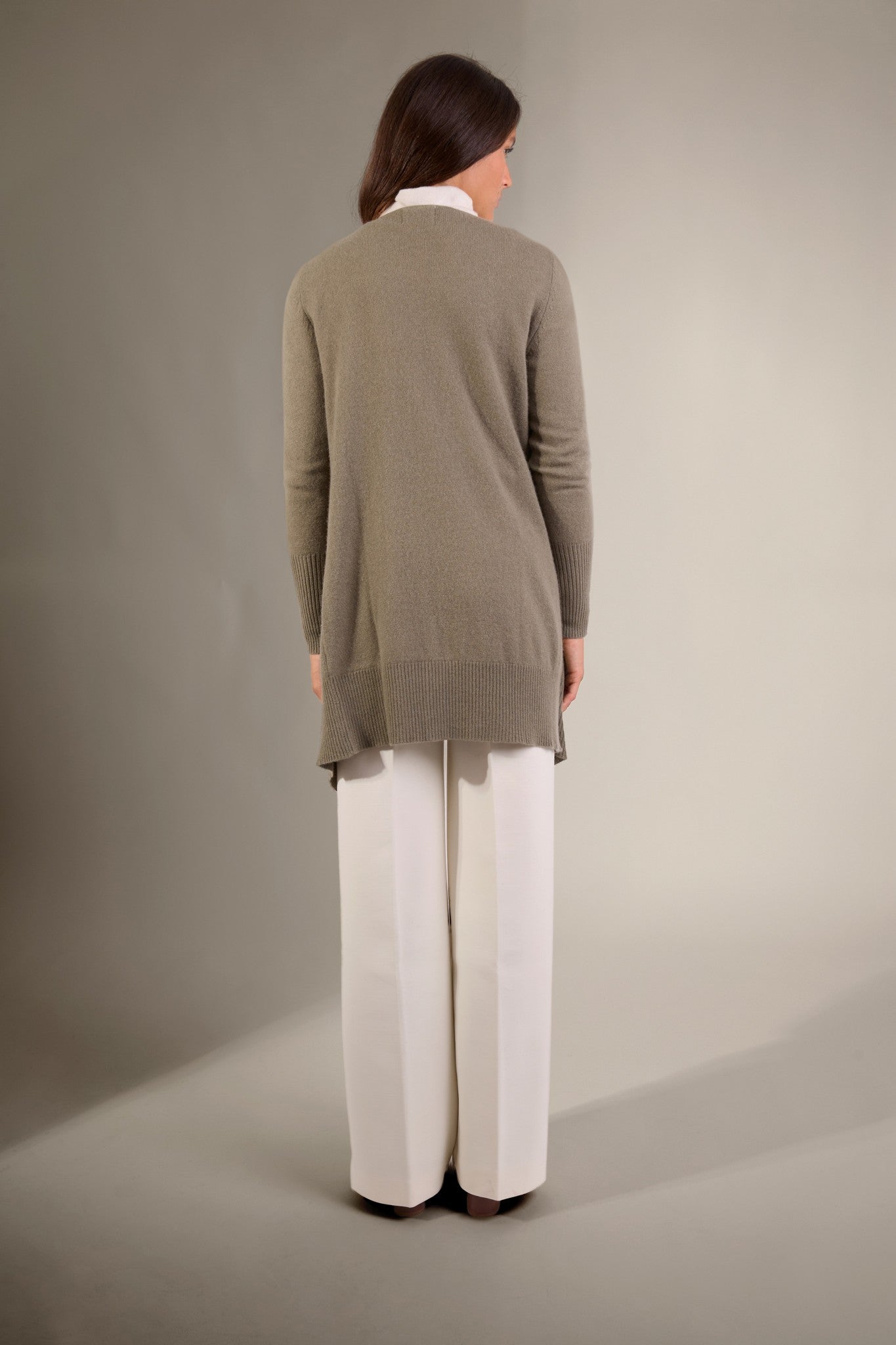 abigail veste longue army 100% cachemire