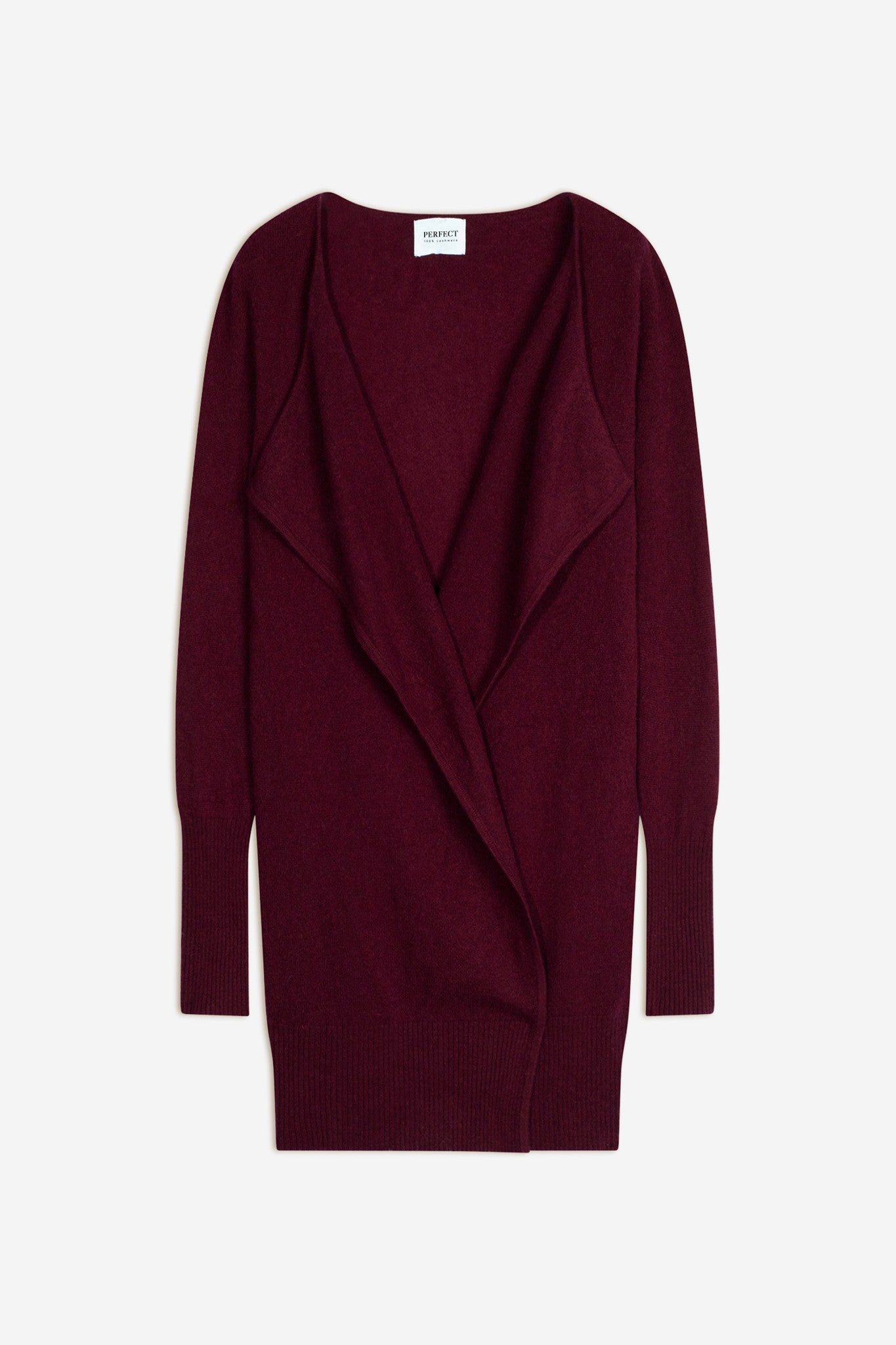 abigail veste longue bordeaux 100% cachemire