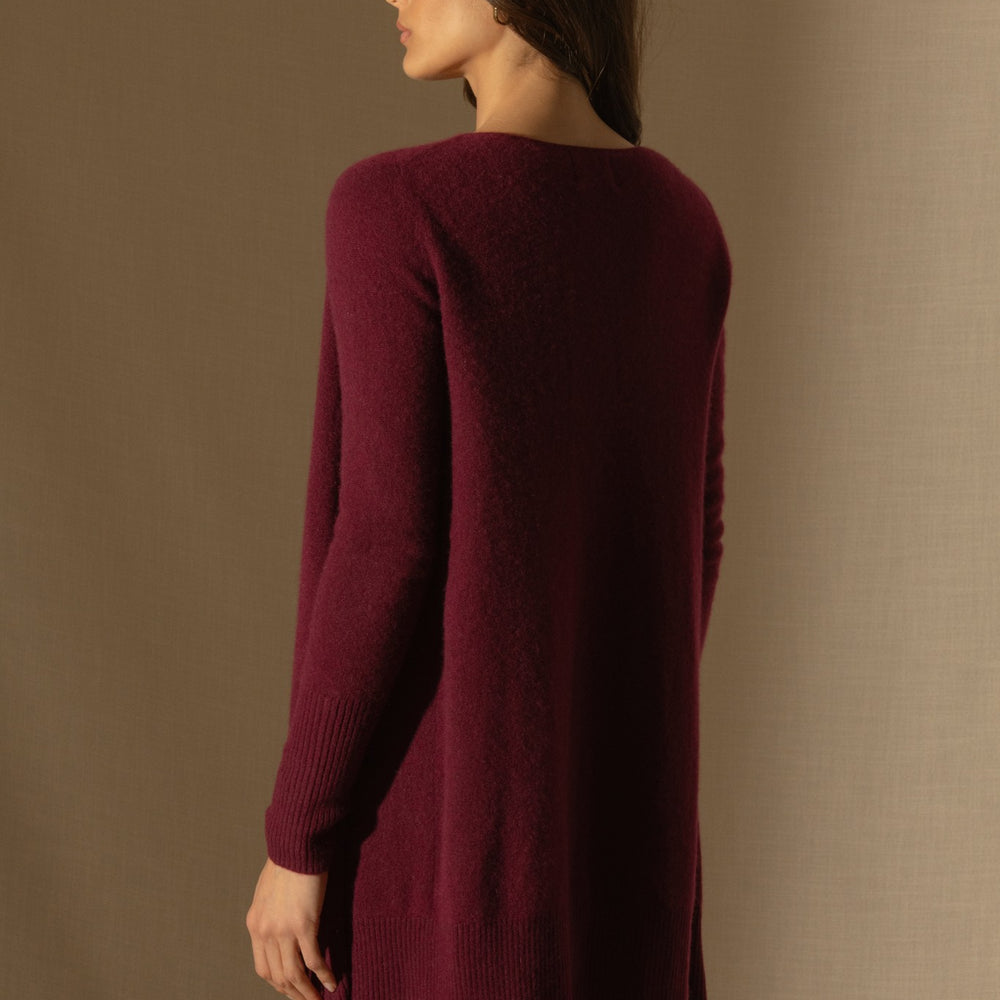 abigail veste longue bordeaux 100% cachemire