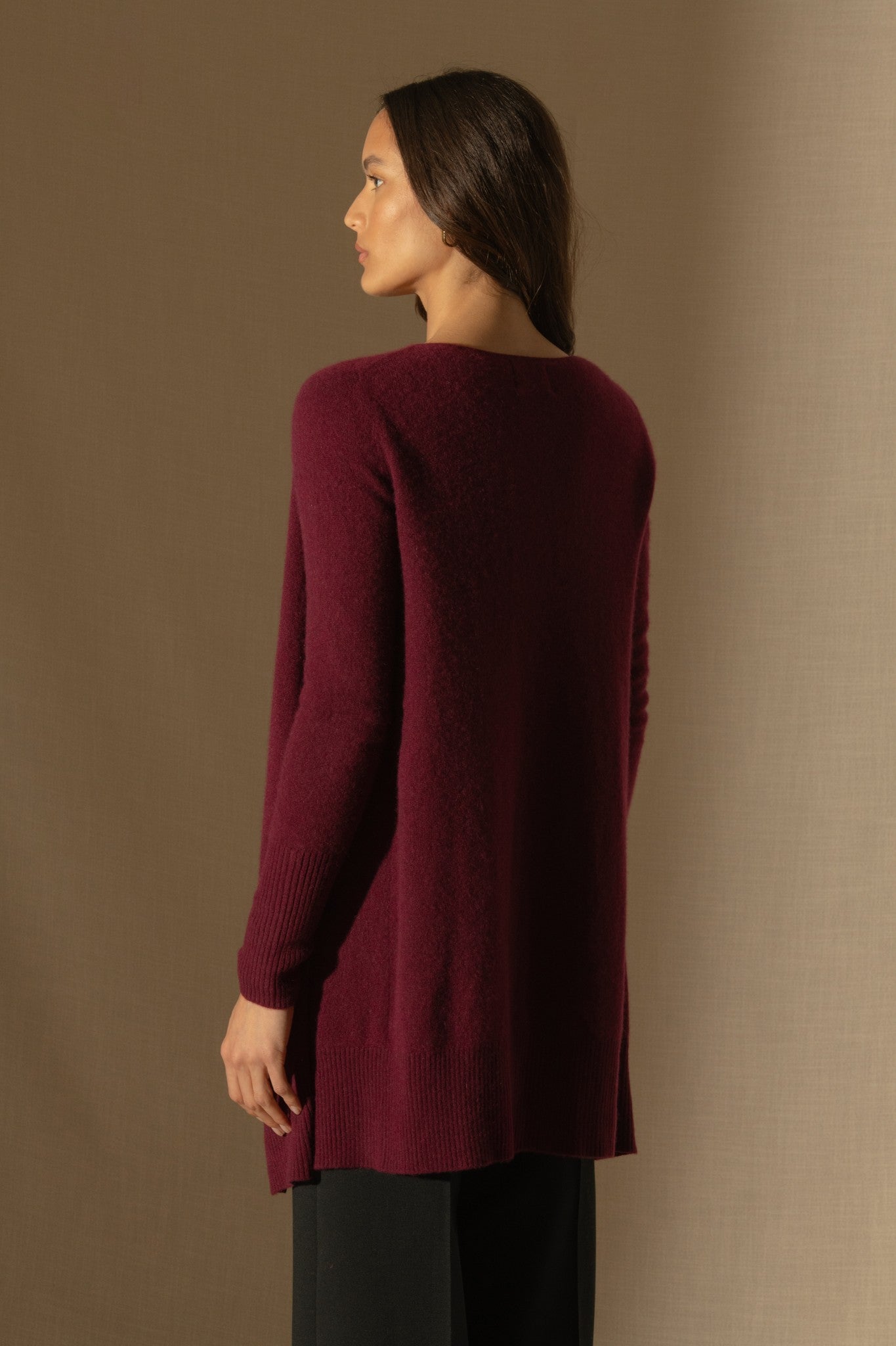 abigail veste longue bordeaux 100% cachemire