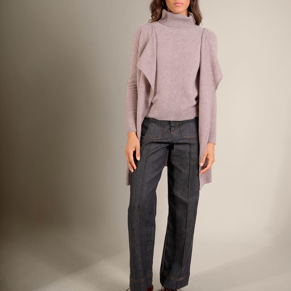 abigail veste longue caribou chiné 100% cachemire