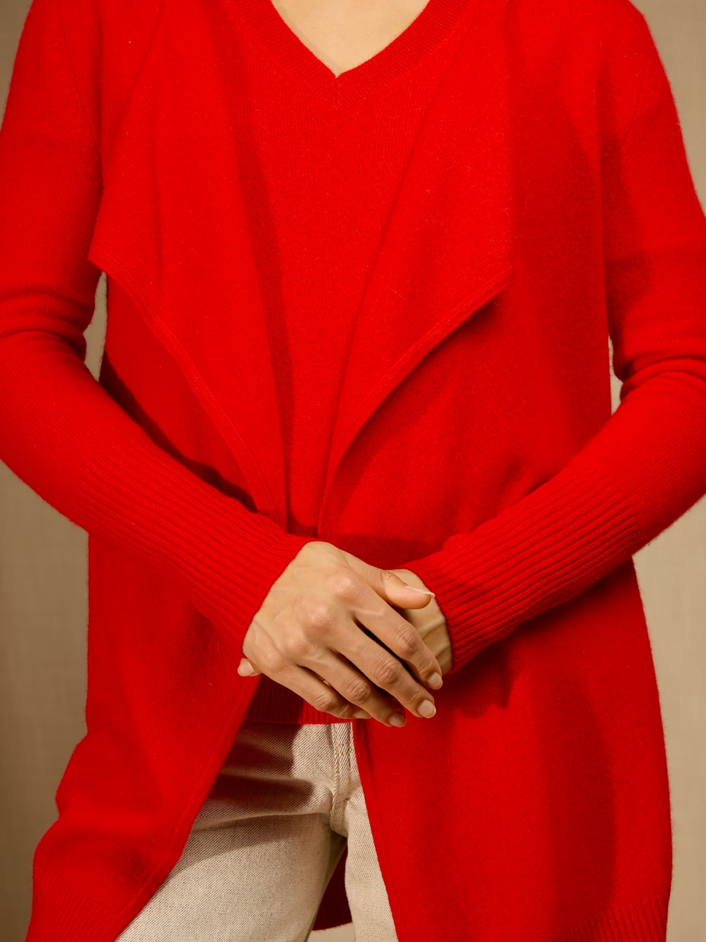 ABIGAIL veste longue carmin 100% cachemire