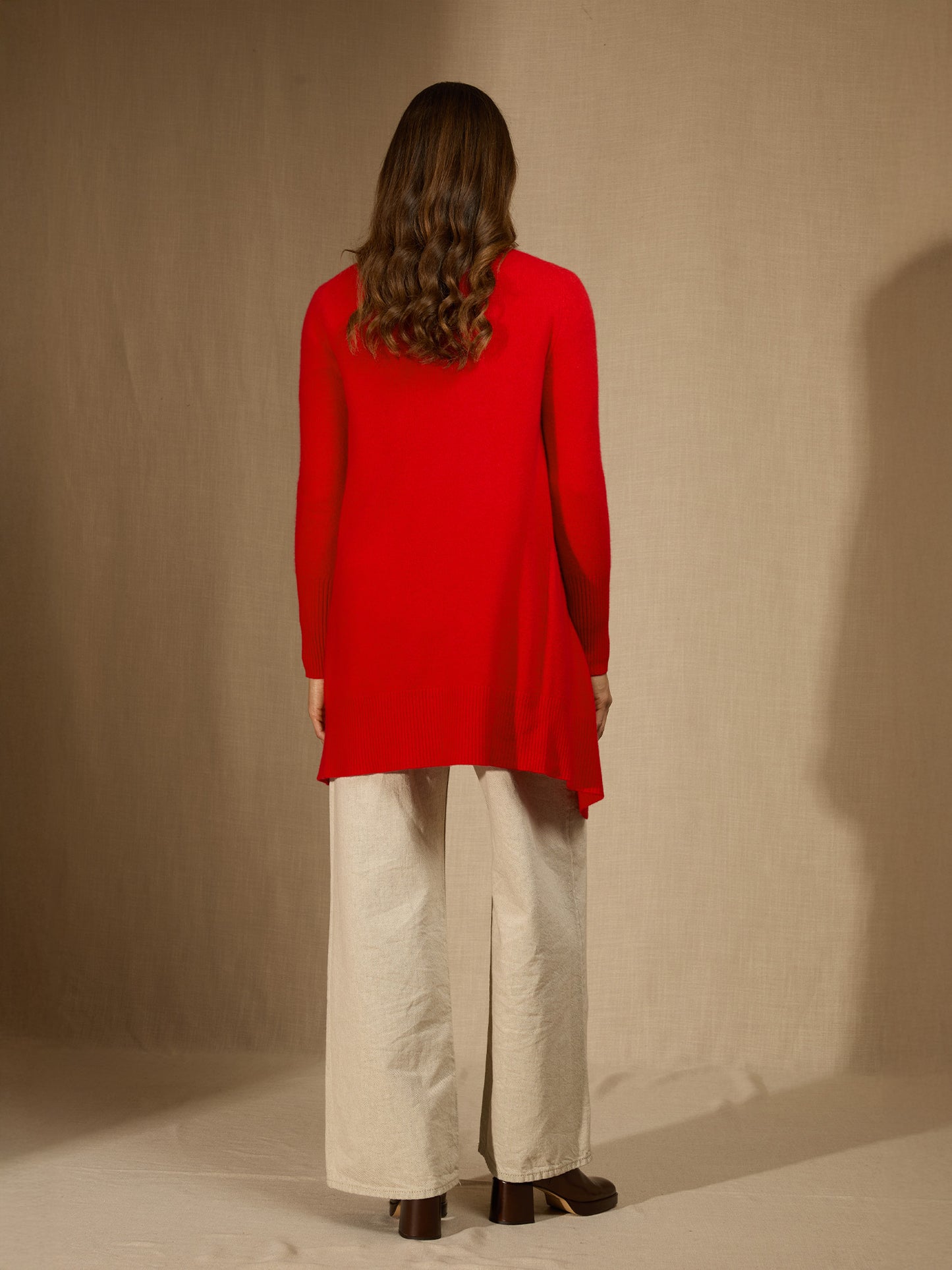 ABIGAIL veste longue carmin 100% cachemire