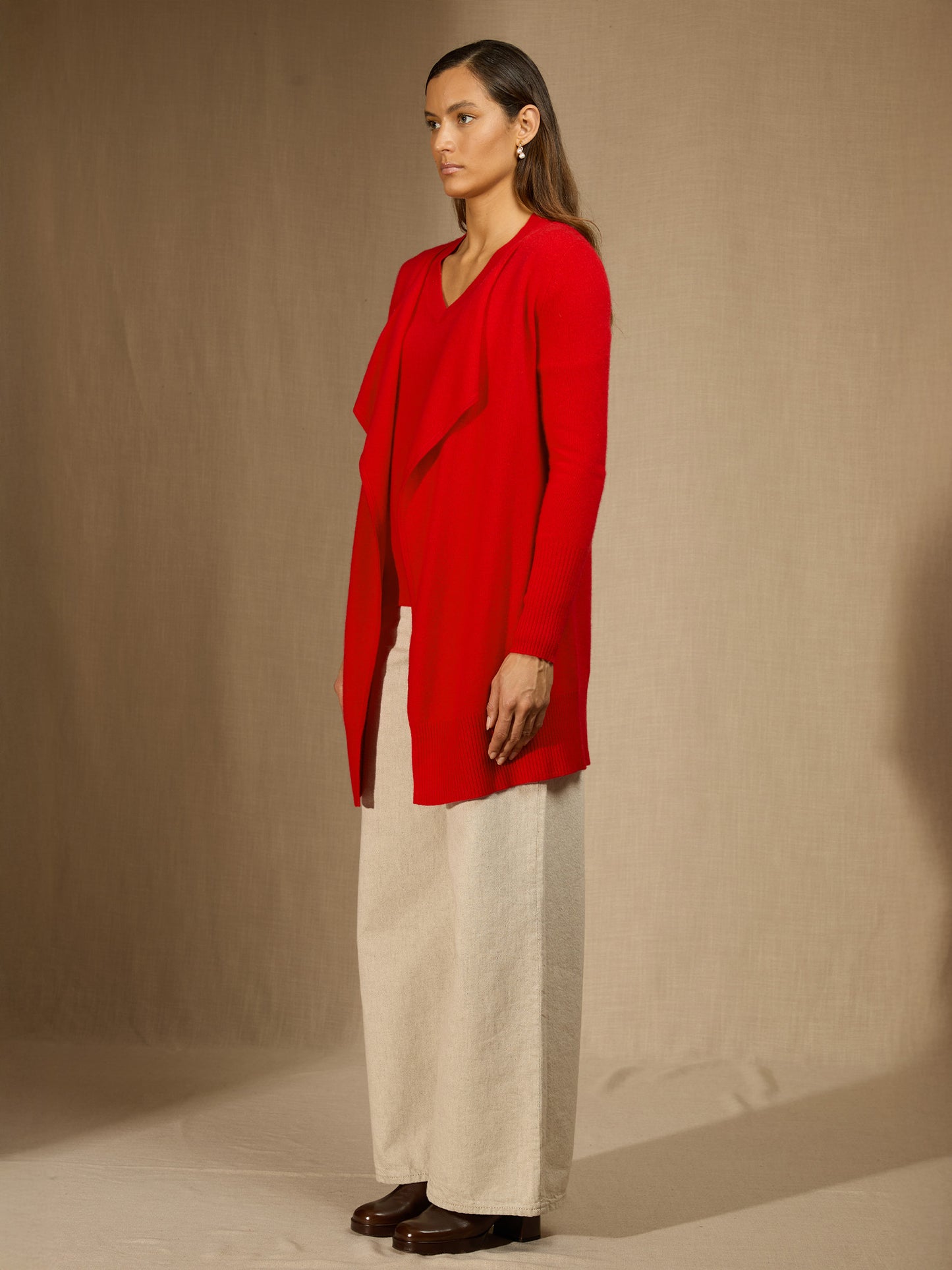 ABIGAIL veste longue carmin 100% cachemire