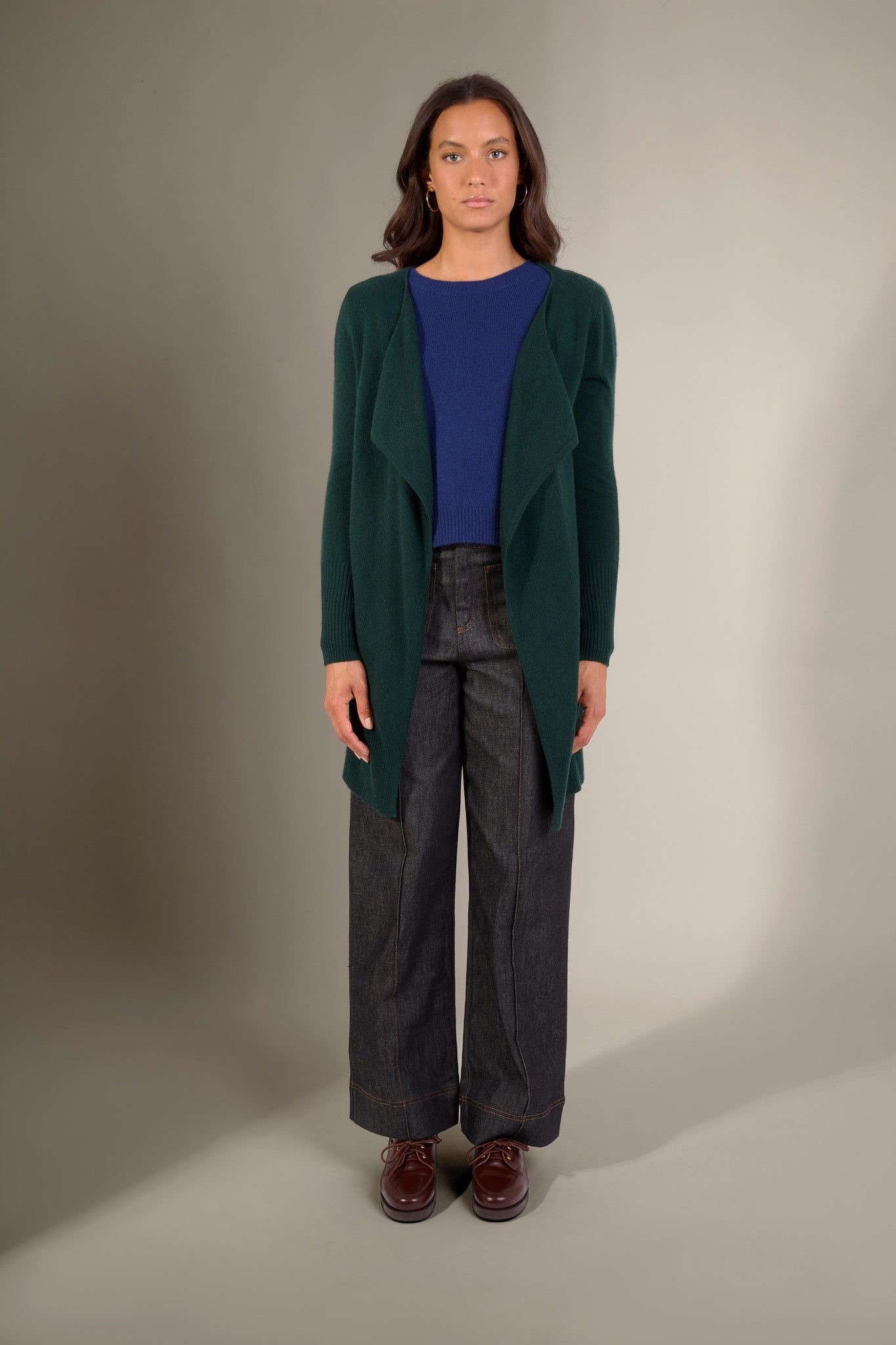ABIGAIL veste longue cyprès 100% cachemire