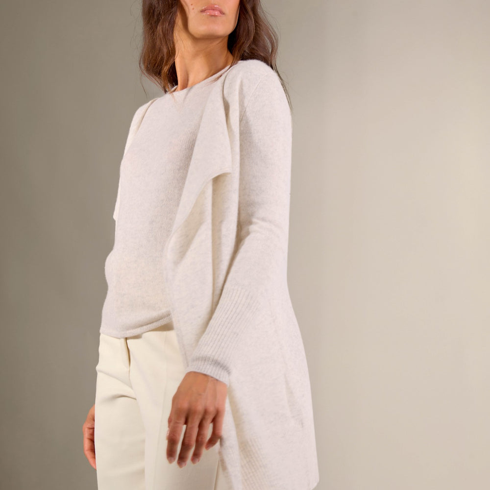 abigail veste longue gris perle chiné 100% cachemire