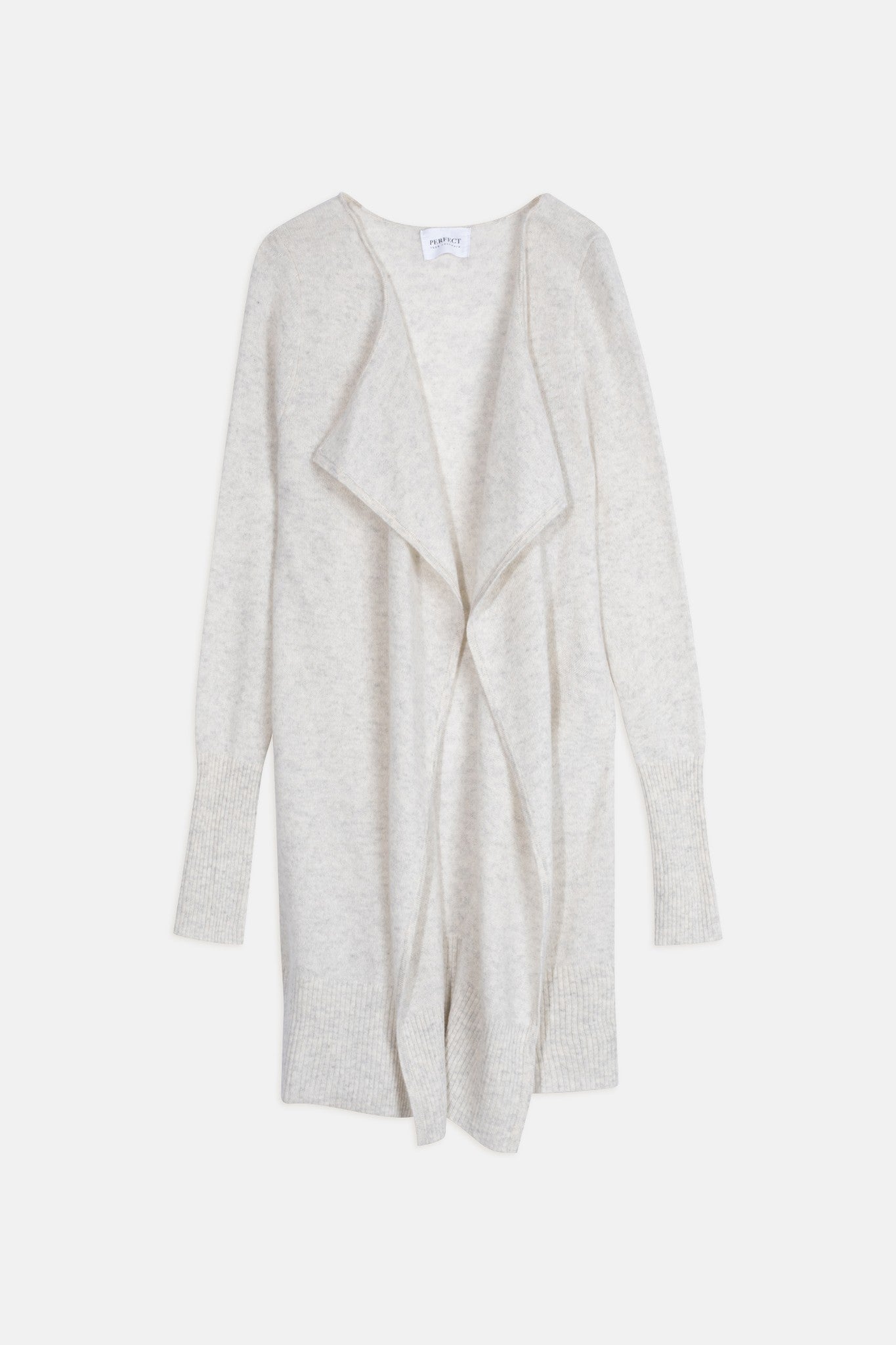 abigail veste longue gris perle chiné 100% cachemire