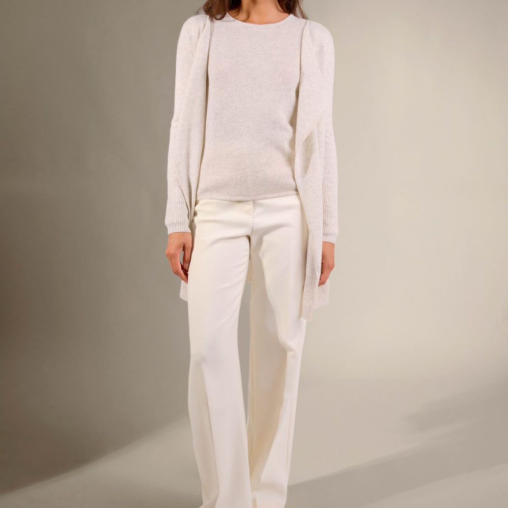 abigail veste longue gris perle chiné 100% cachemire