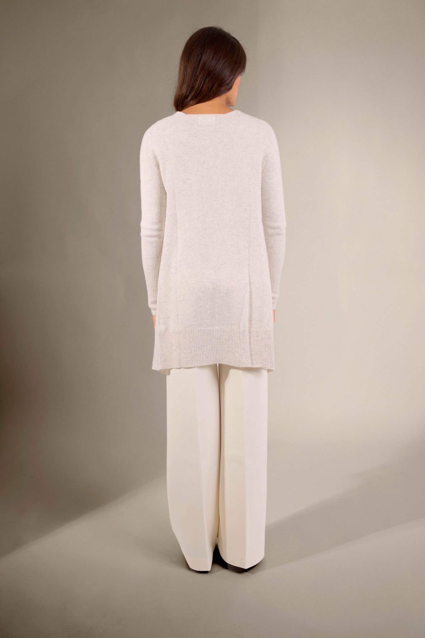 abigail veste longue gris perle chiné 100% cachemire