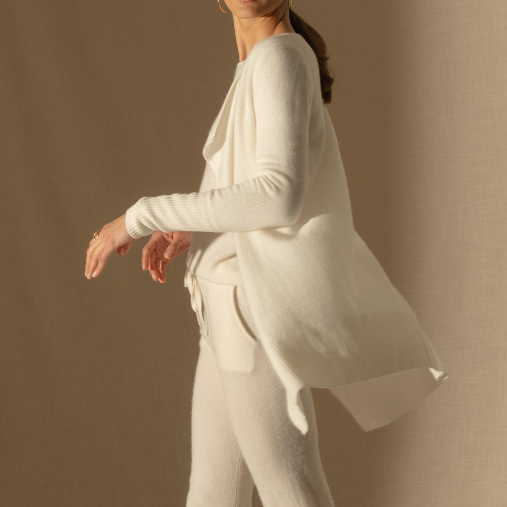 ABIGAIL veste longue ivoire 100% cachemire