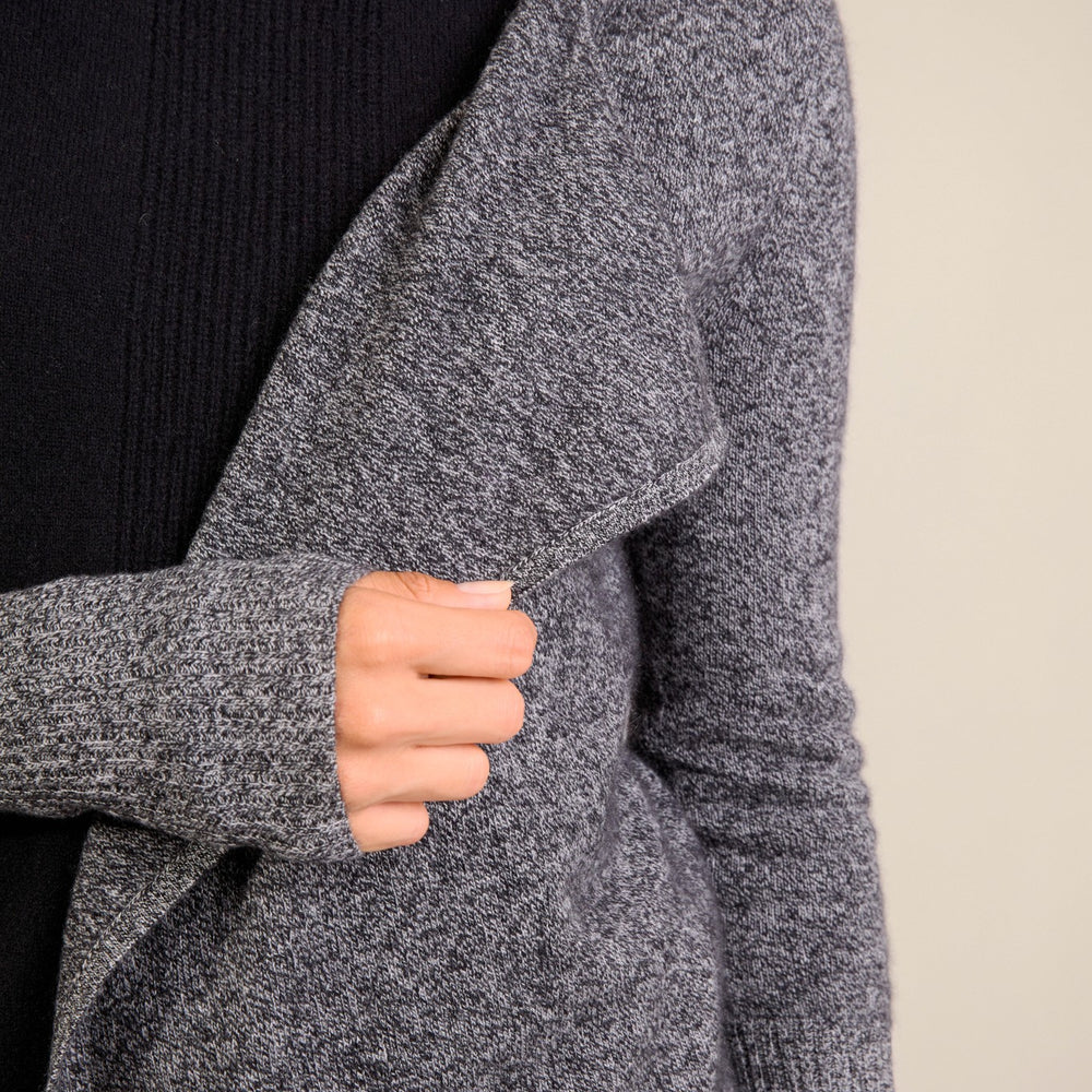 abigail veste longue noir/blanc 100% cachemire