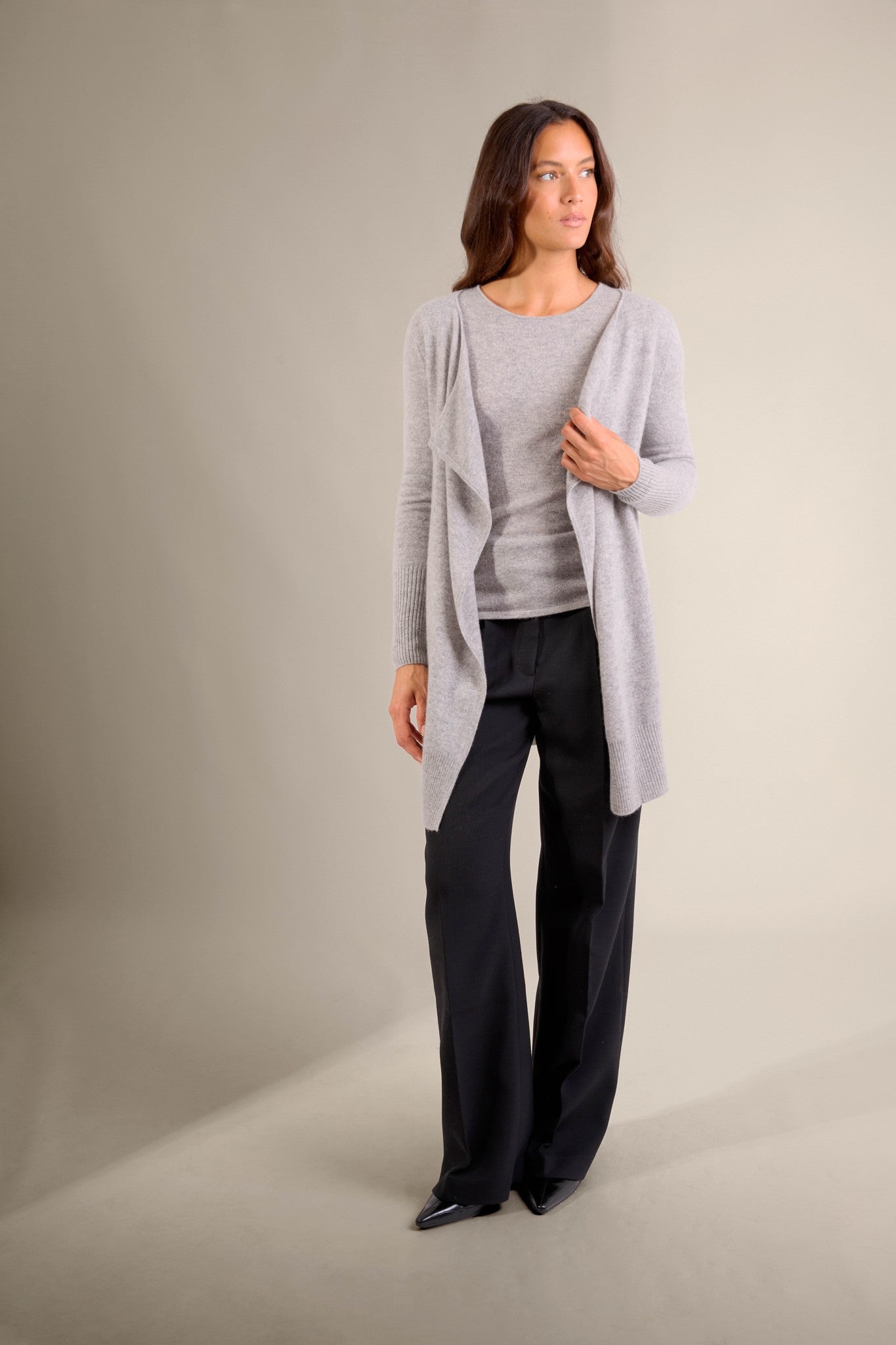 abigail veste longue nuage chiné 100% cachemire