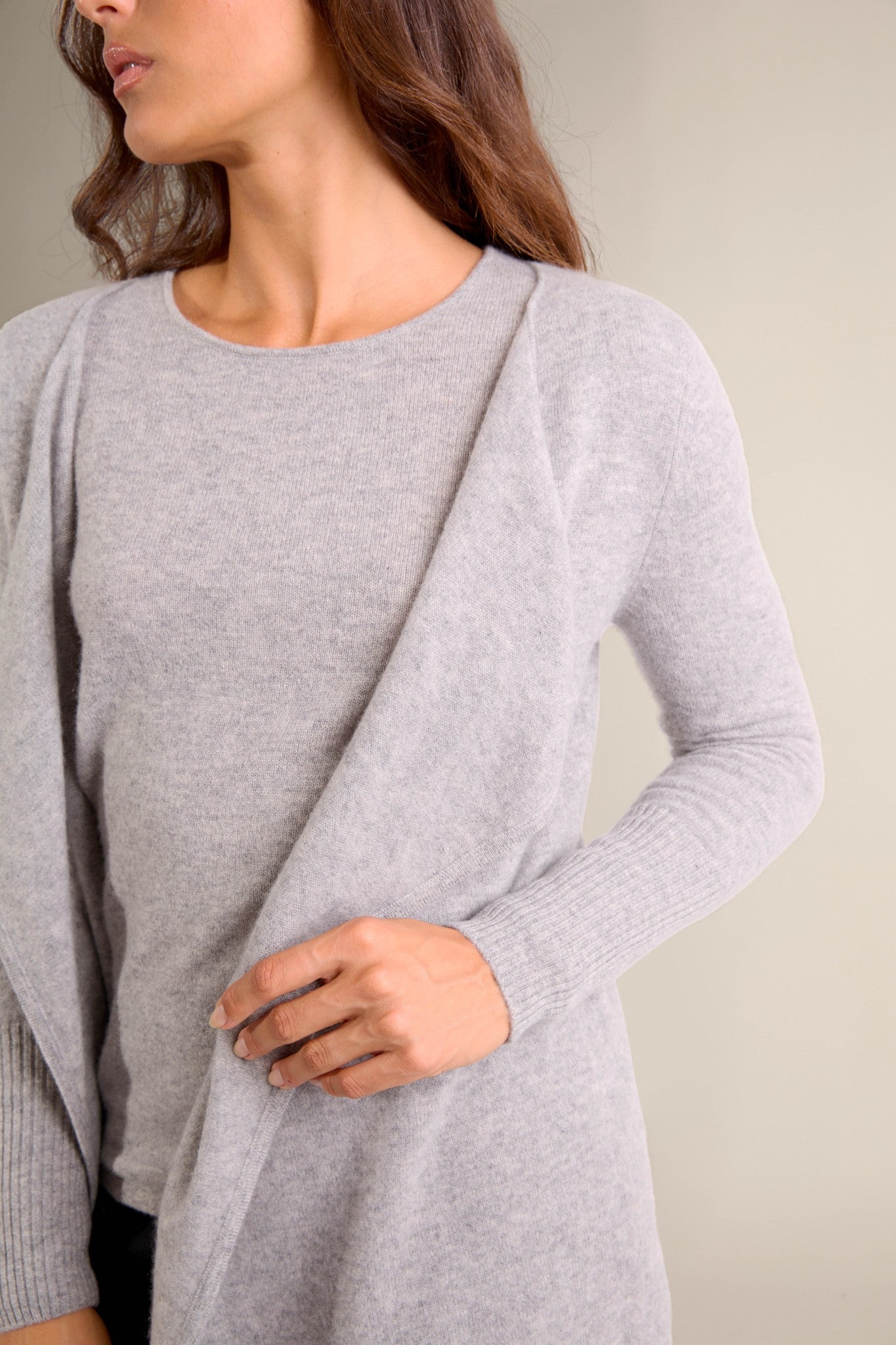 abigail veste longue nuage chiné 100% cachemire