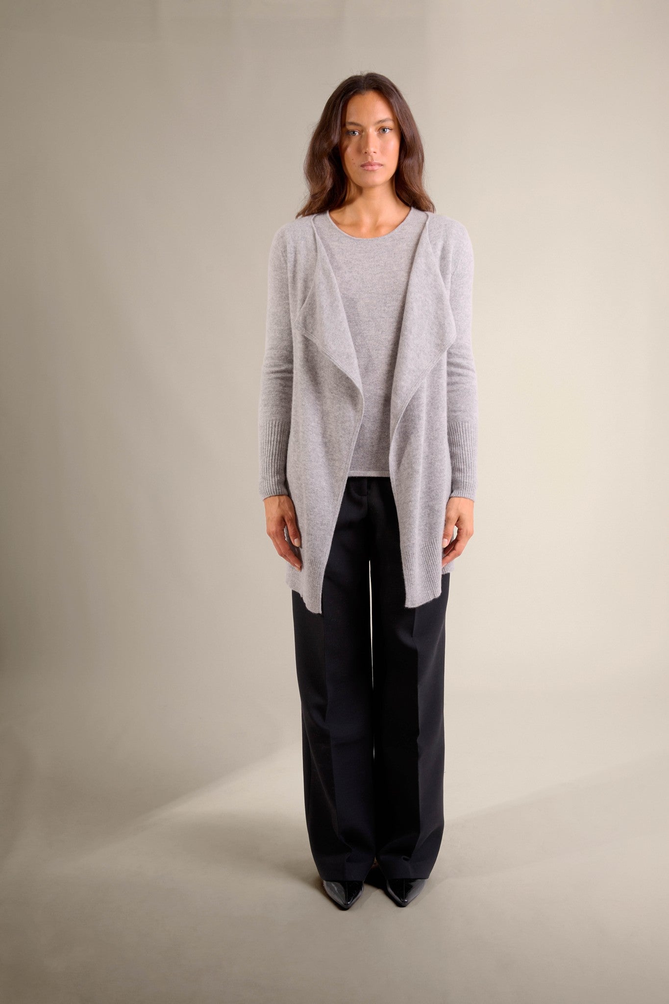abigail veste longue nuage chiné 100% cachemire