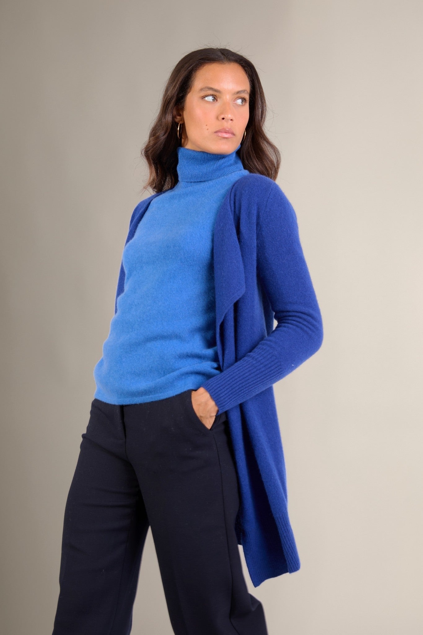 abigail veste longue outremer 100% cachemire