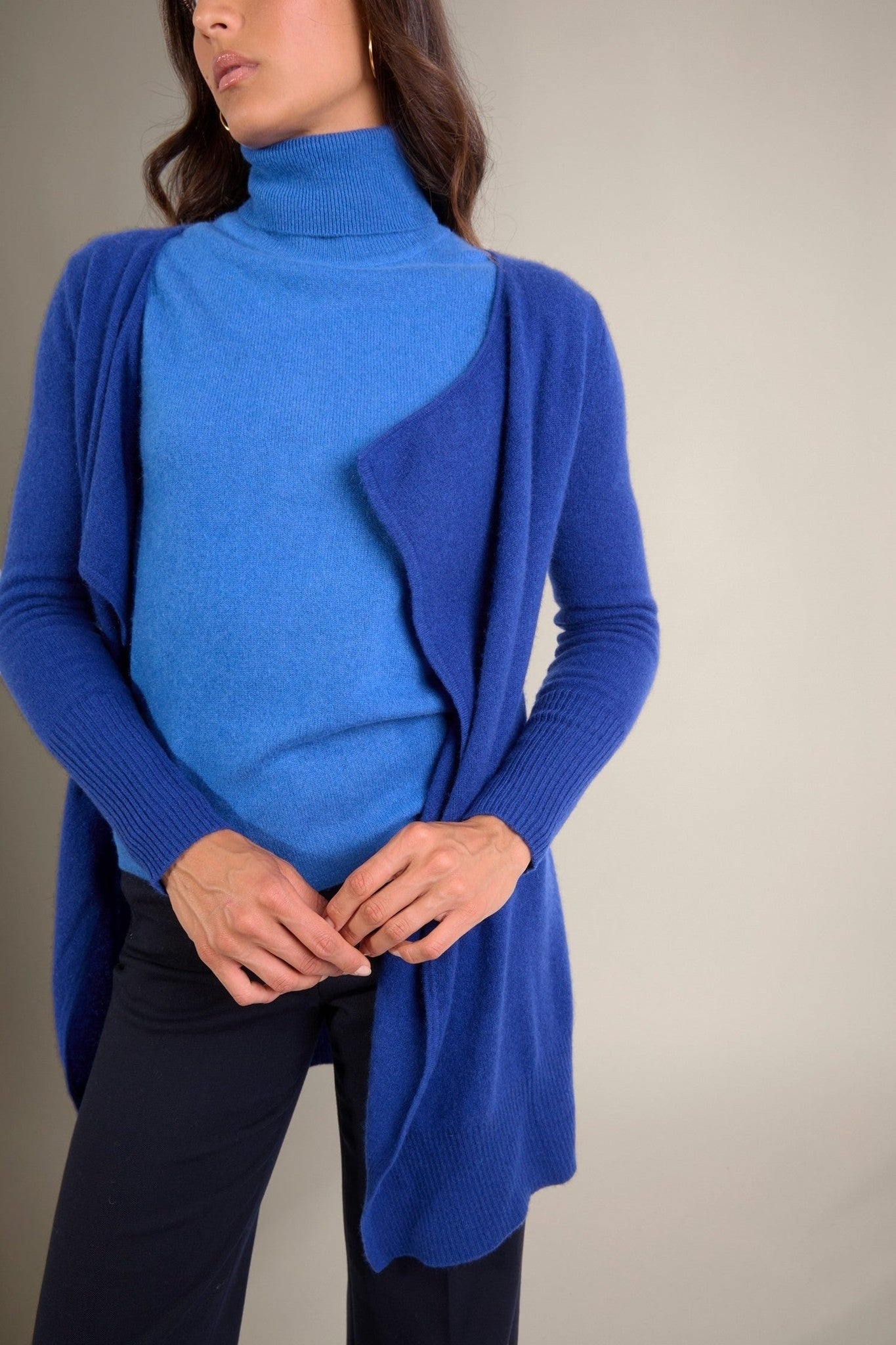 abigail veste longue outremer 100% cachemire