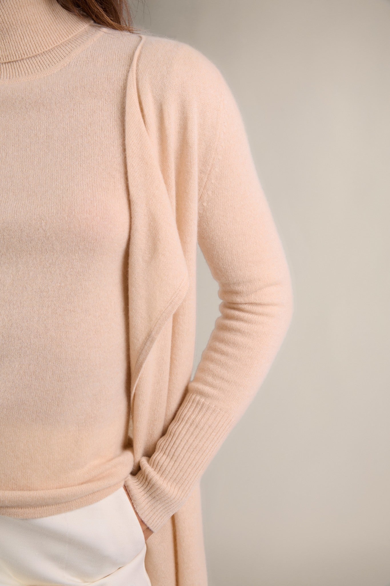 abigail veste longue sable 100% cachemire