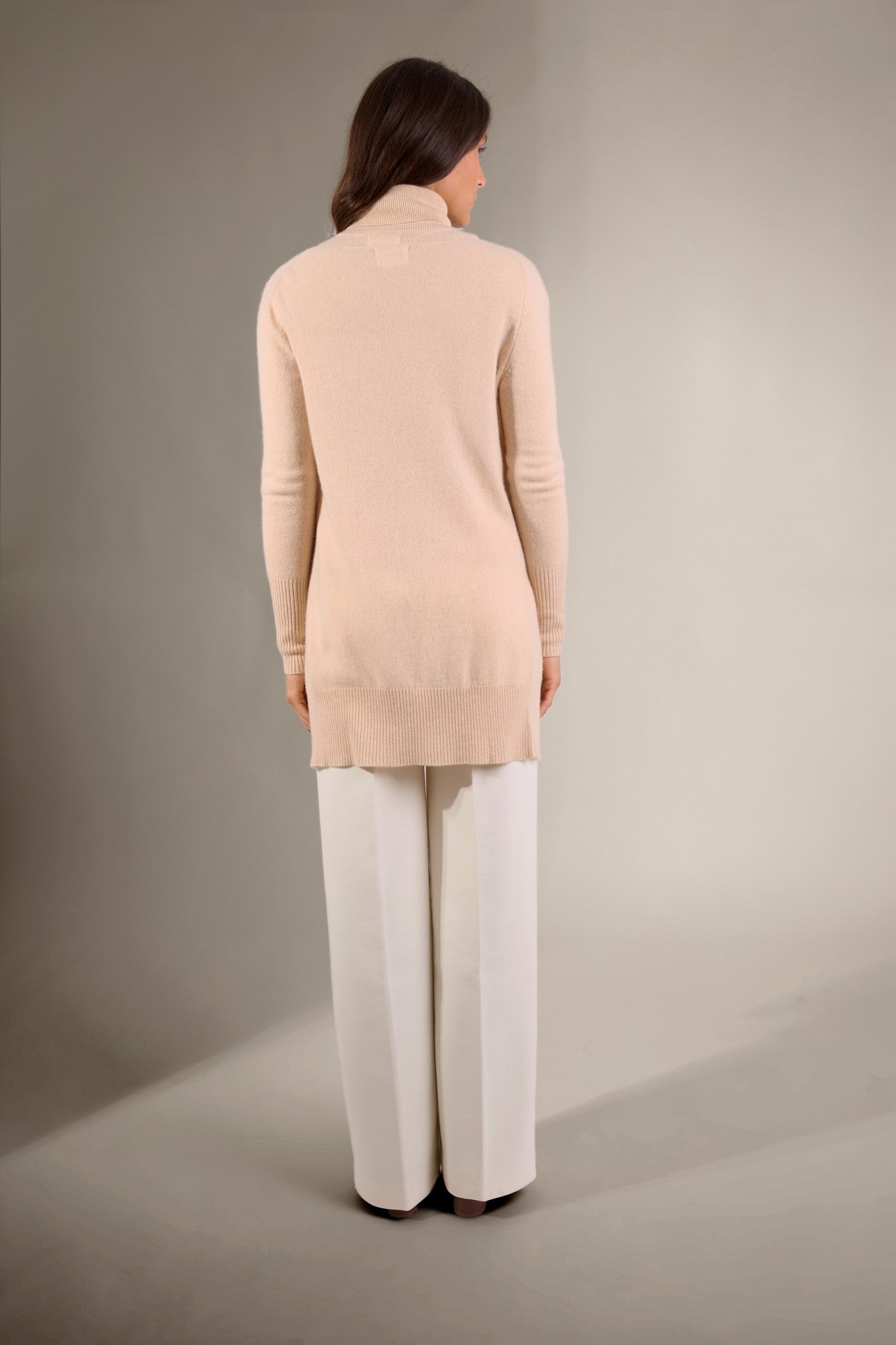 abigail veste longue sable 100% cachemire