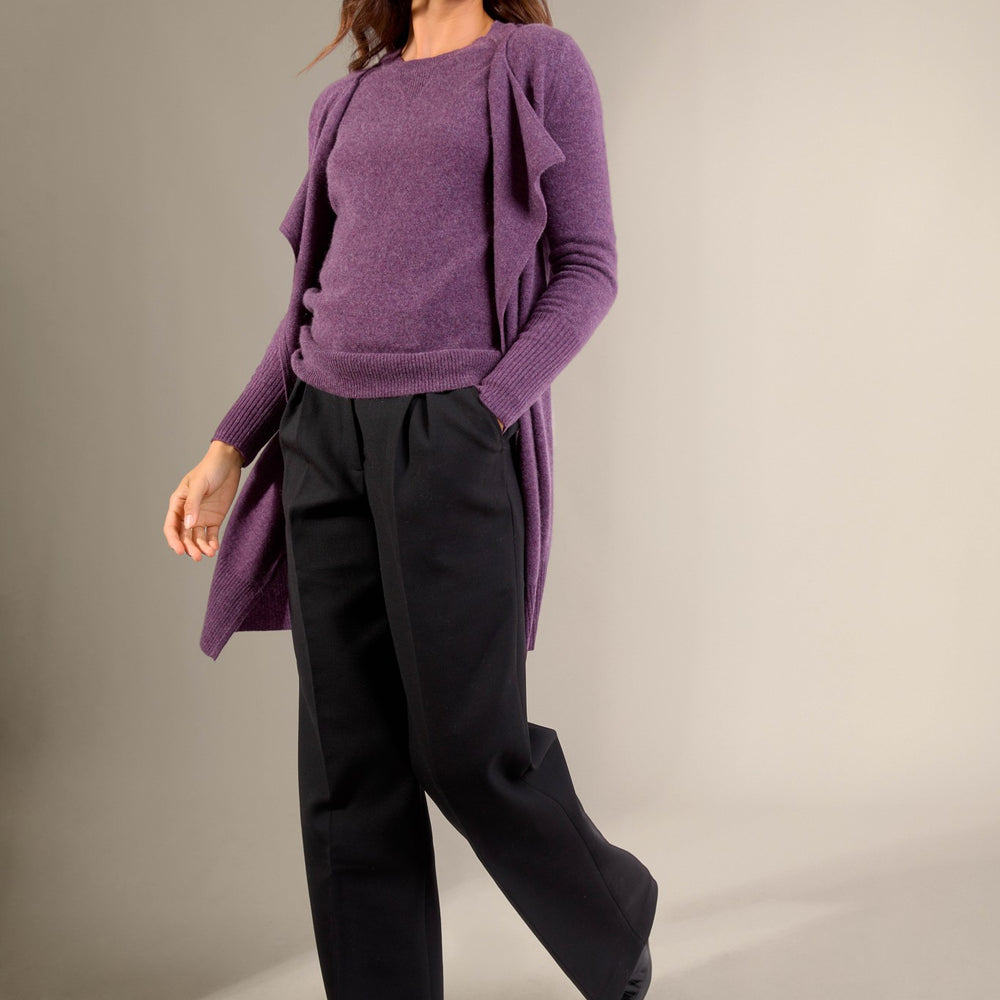 abigail veste longue violet chiné 100% cachemire