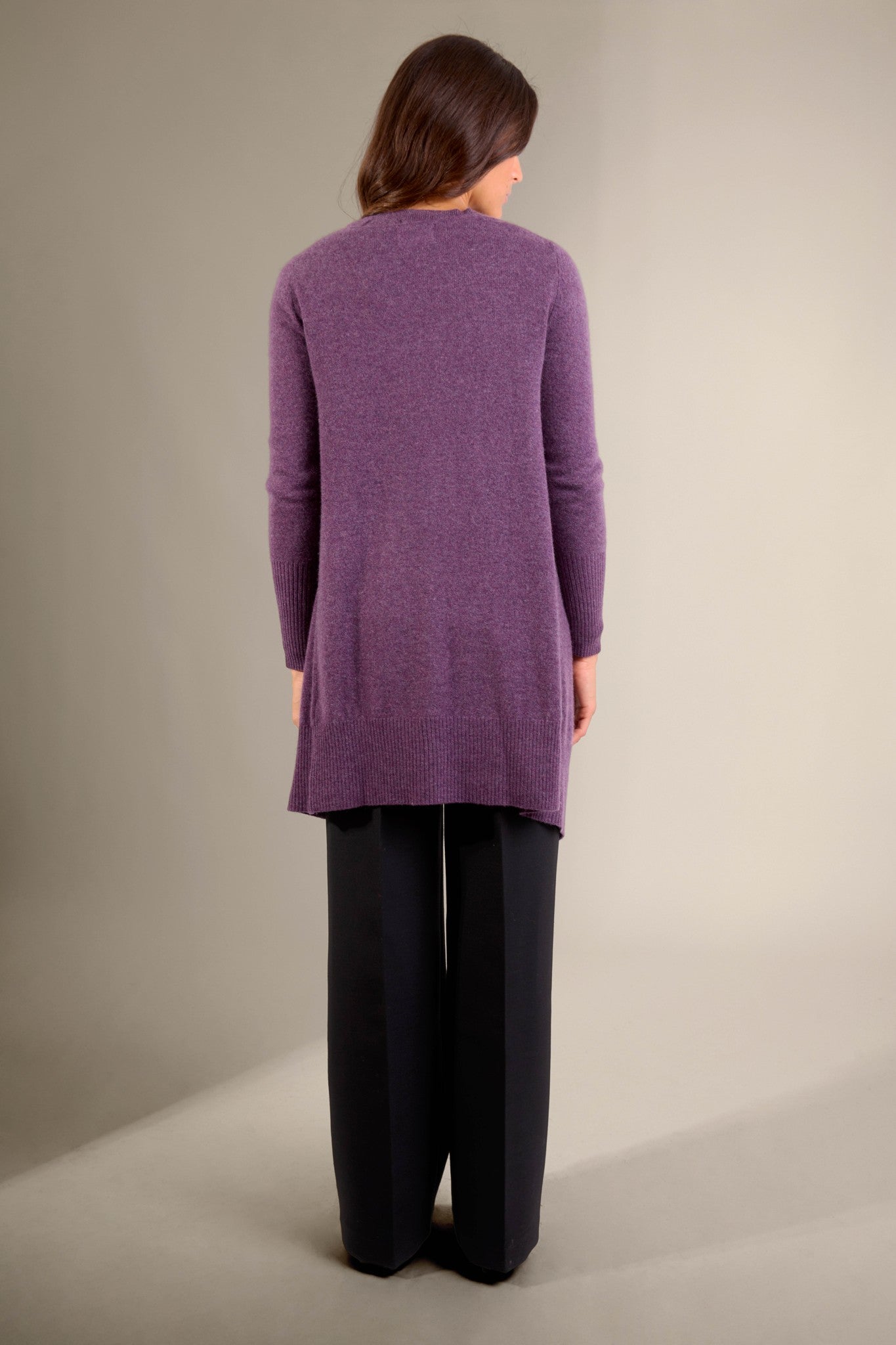 abigail veste longue violet chiné 100% cachemire