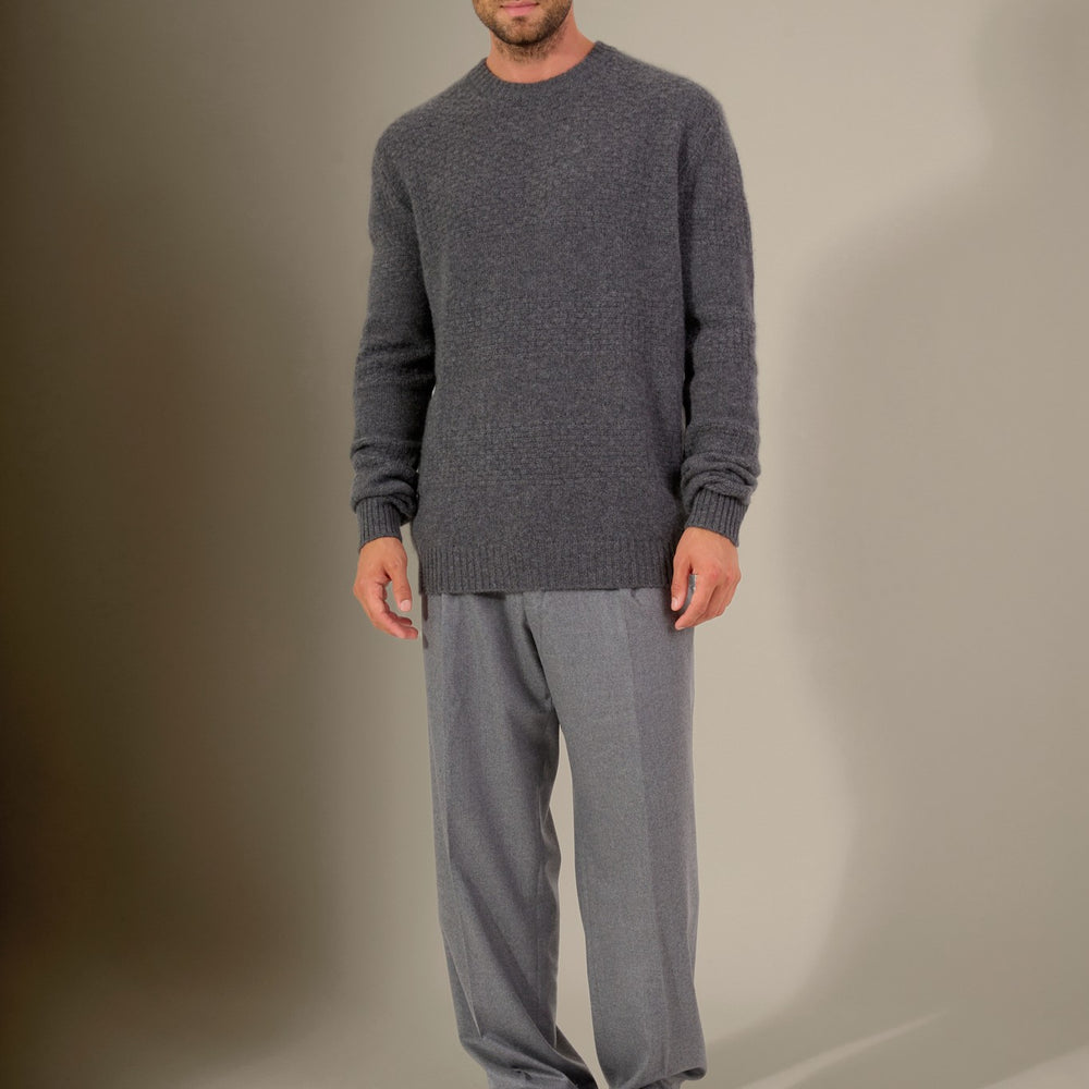 aidan pull col rond 4 fils anthracite chiné 100% cachemire