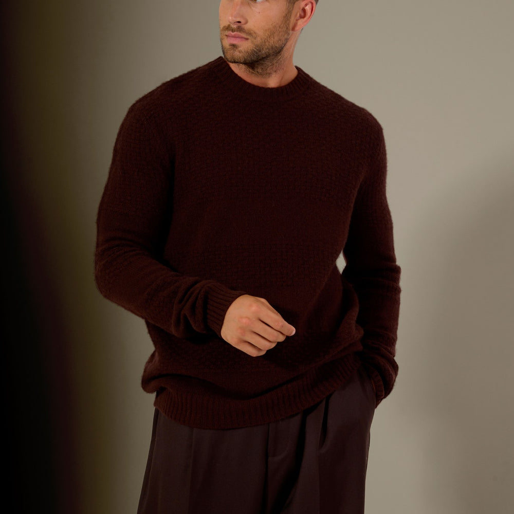 aidan pull col rond 4 fils choco 100% cachemire