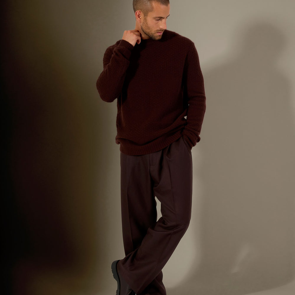 aidan pull col rond 4 fils choco 100% cachemire