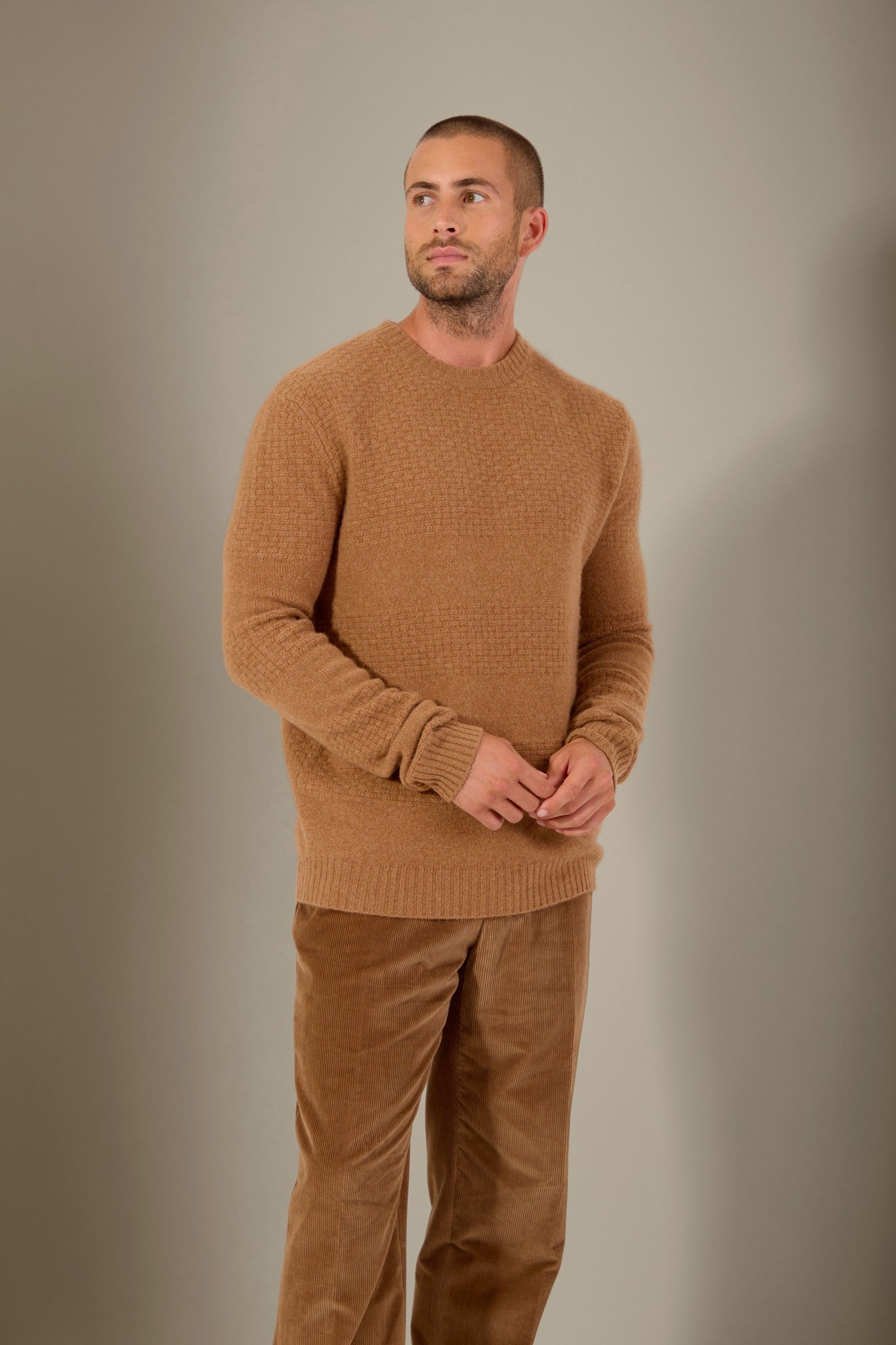 aidan pull col rond 4 fils noisette 100% cachemire