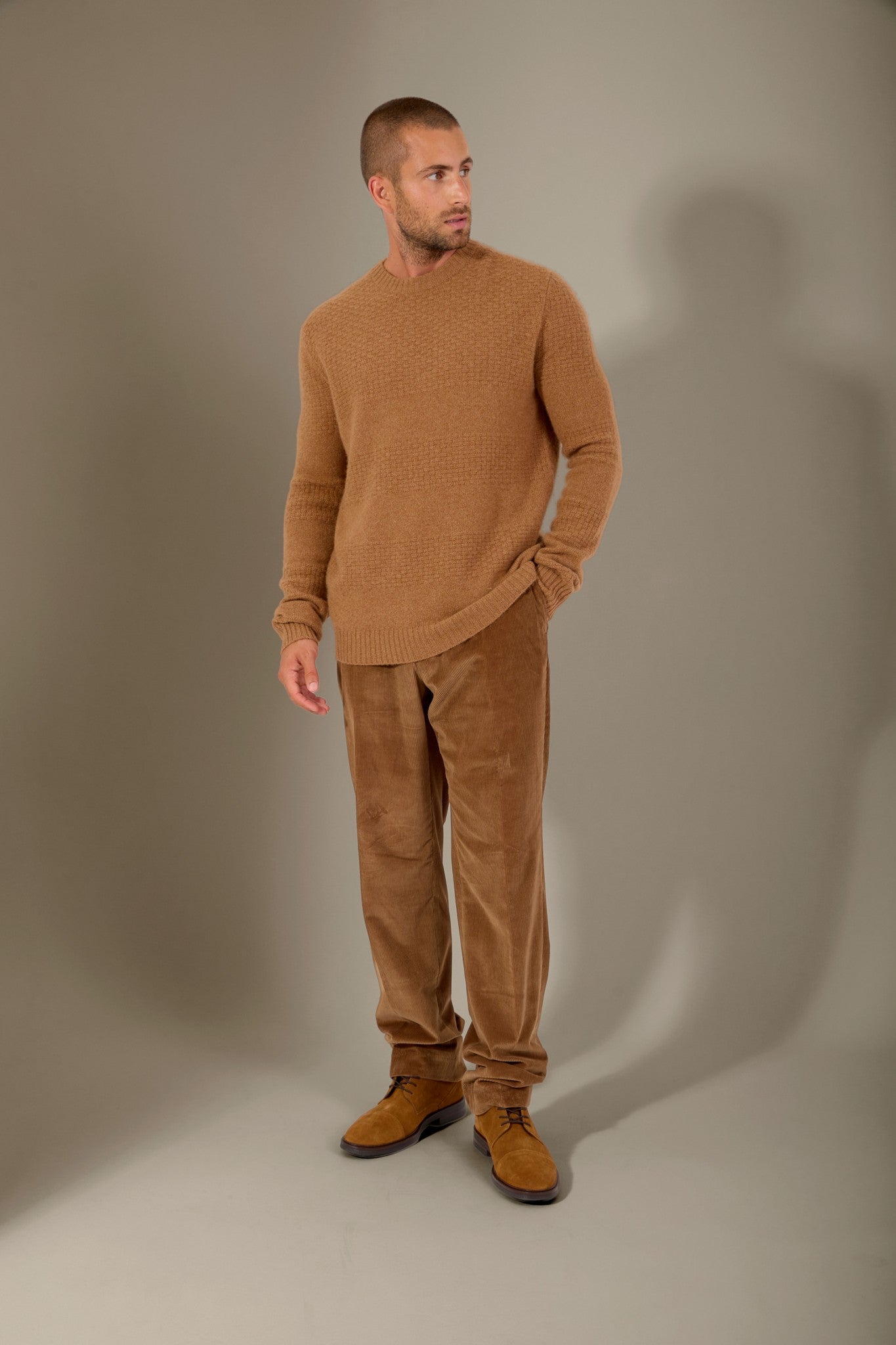 aidan pull col rond 4 fils noisette 100% cachemire