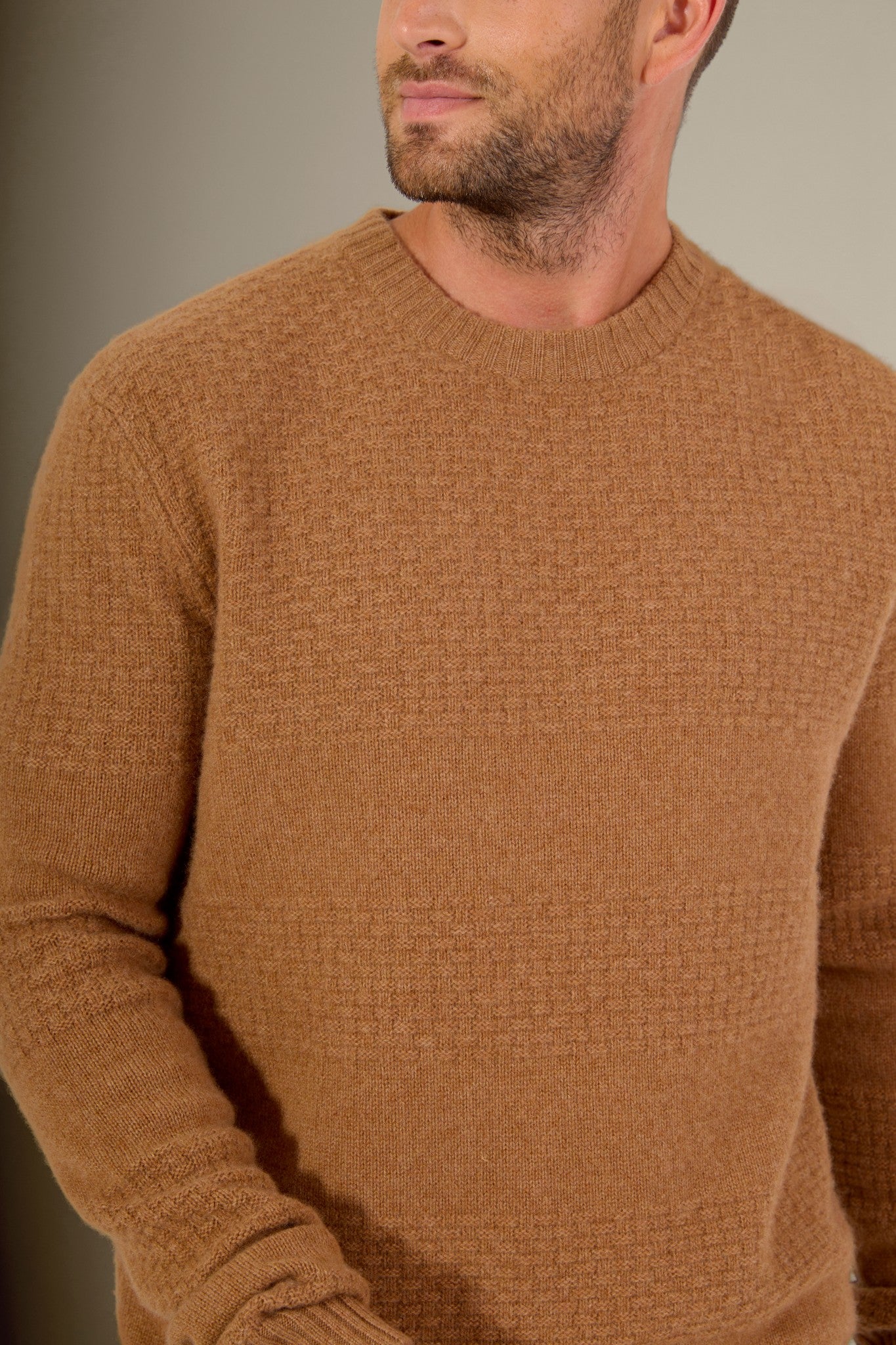 aidan pull col rond 4 fils noisette 100% cachemire