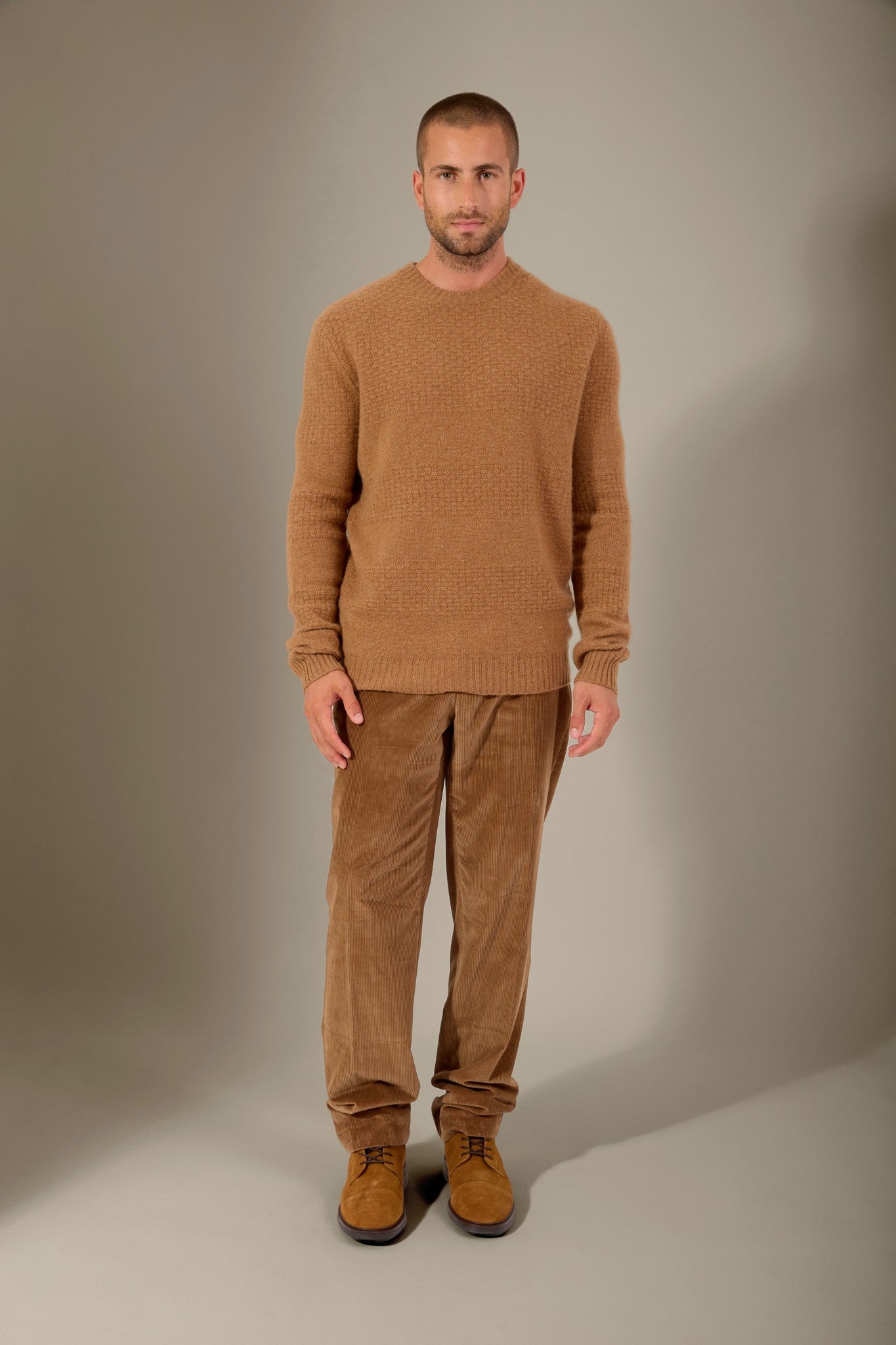 aidan pull col rond 4 fils noisette 100% cachemire