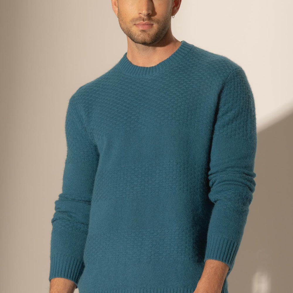 AIDAN pull col rond 4 fils paon 100% cachemire