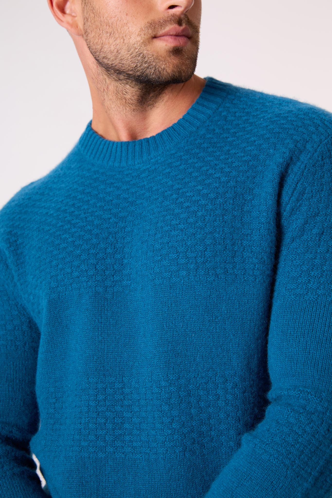 AIDAN pull col rond 4 fils paon 100% cachemire