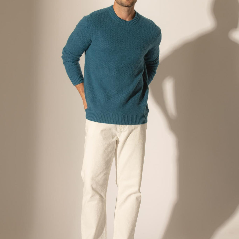 AIDAN pull col rond 4 fils paon 100% cachemire