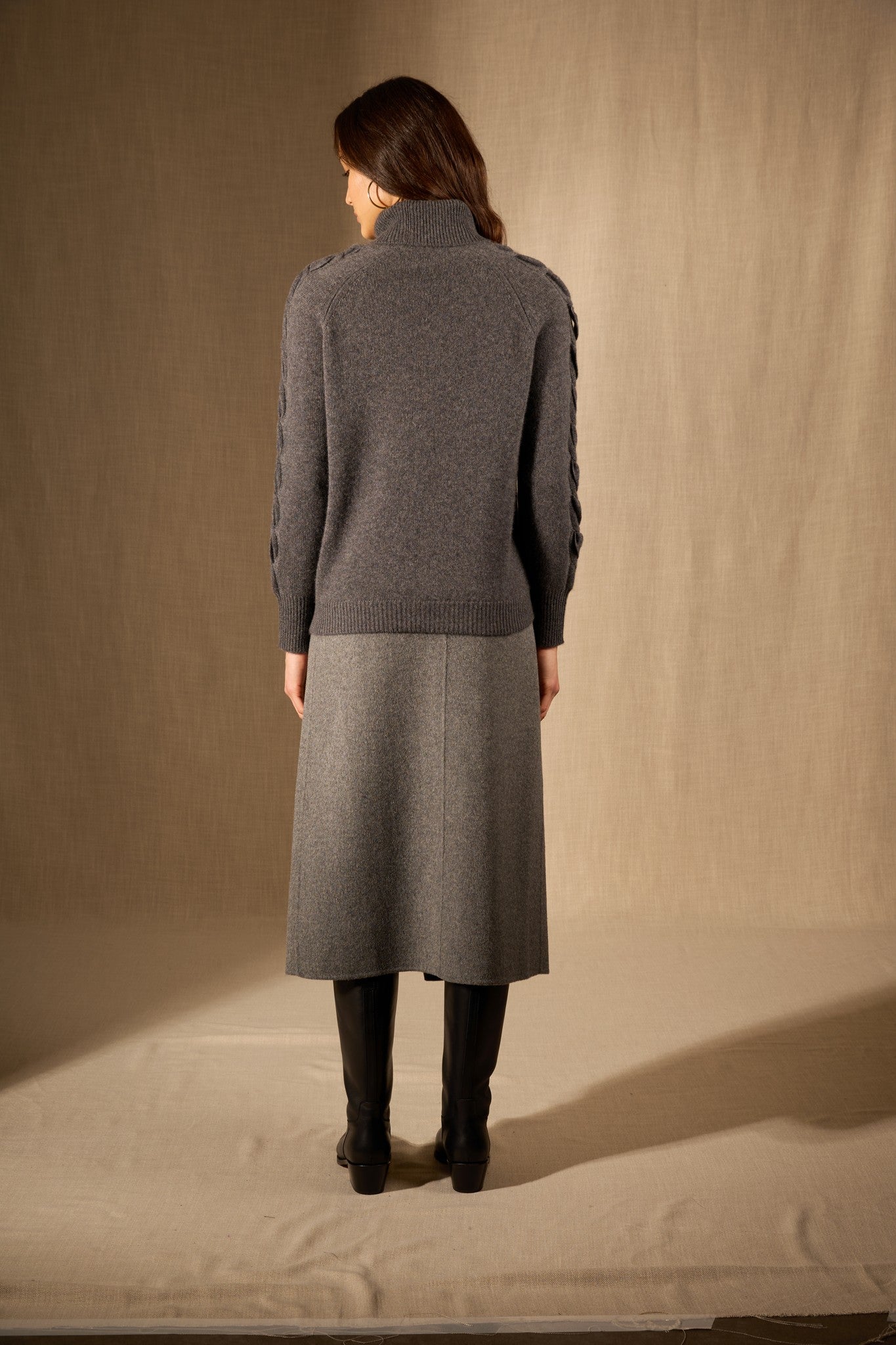 albany pull col roulé 4 fils anthracite chiné 100% cachemire