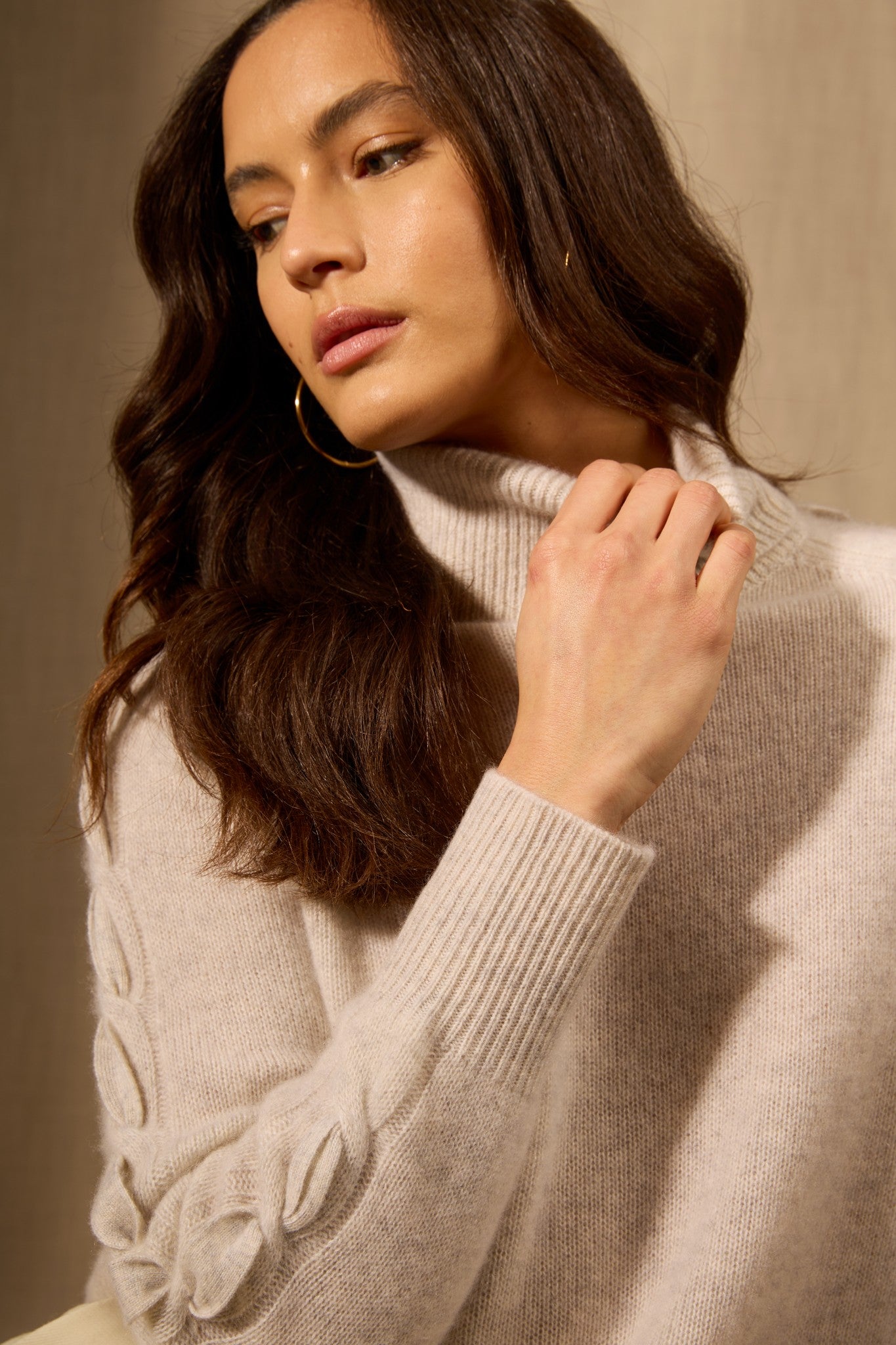 albany pull col roulé 4 fils gris perle chiné 100% cachemire