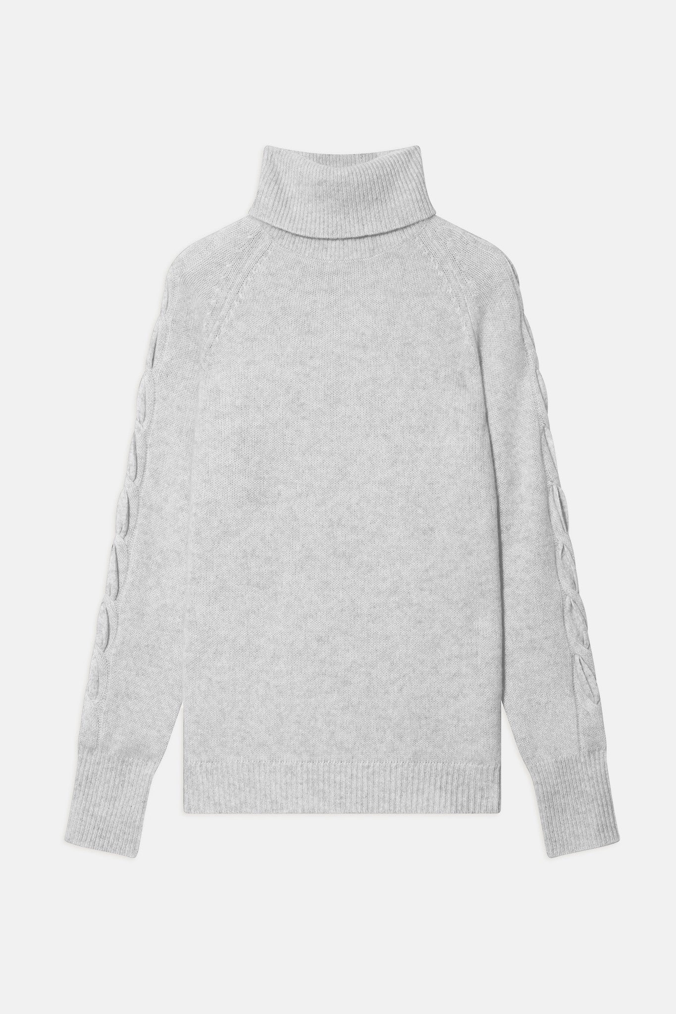 albany pull col roulé 4 fils gris perle chiné 100% cachemire