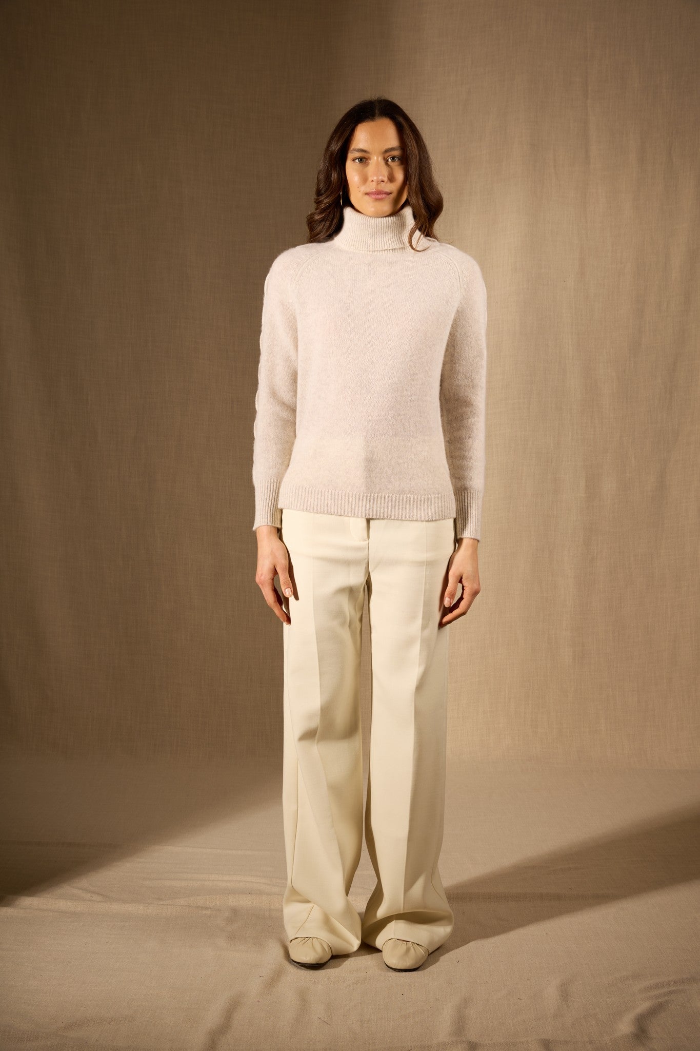 albany pull col roulé 4 fils gris perle chiné 100% cachemire