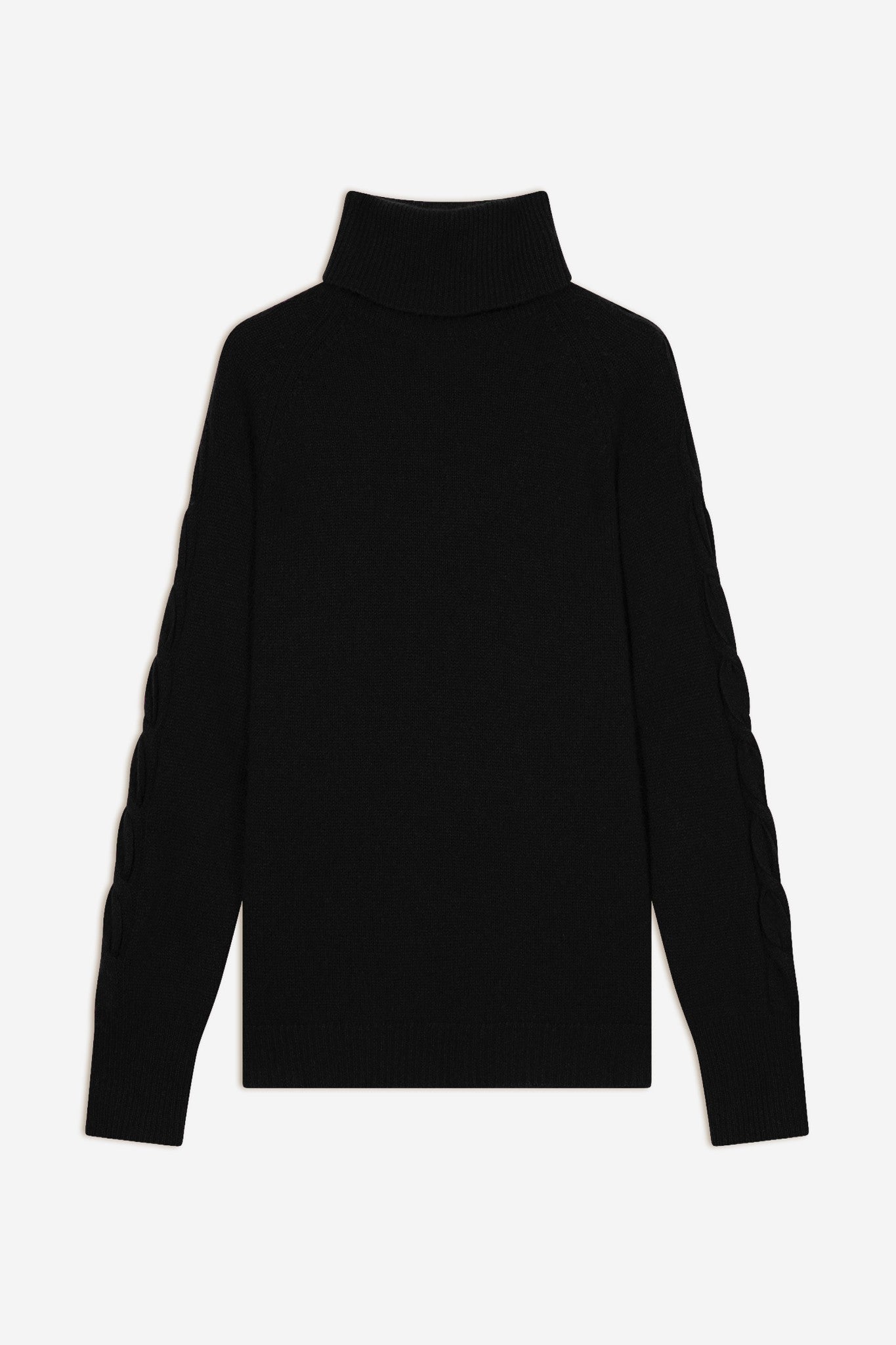albany pull col roulé 4 fils noir 100% cachemire