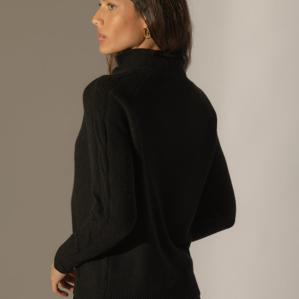 albany pull col roulé 4 fils noir 100% cachemire