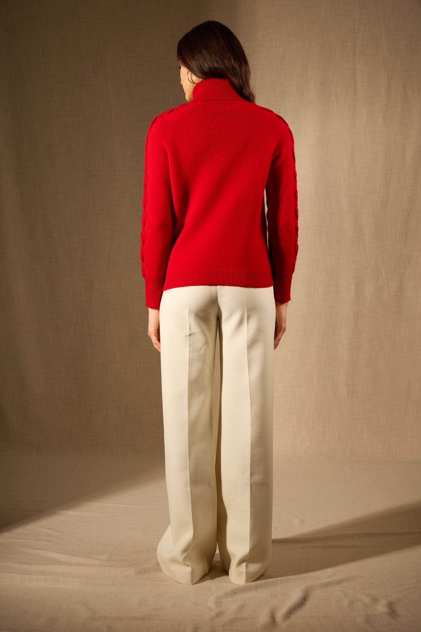 albany pull col roulé 4 fils rouge 100% cachemire