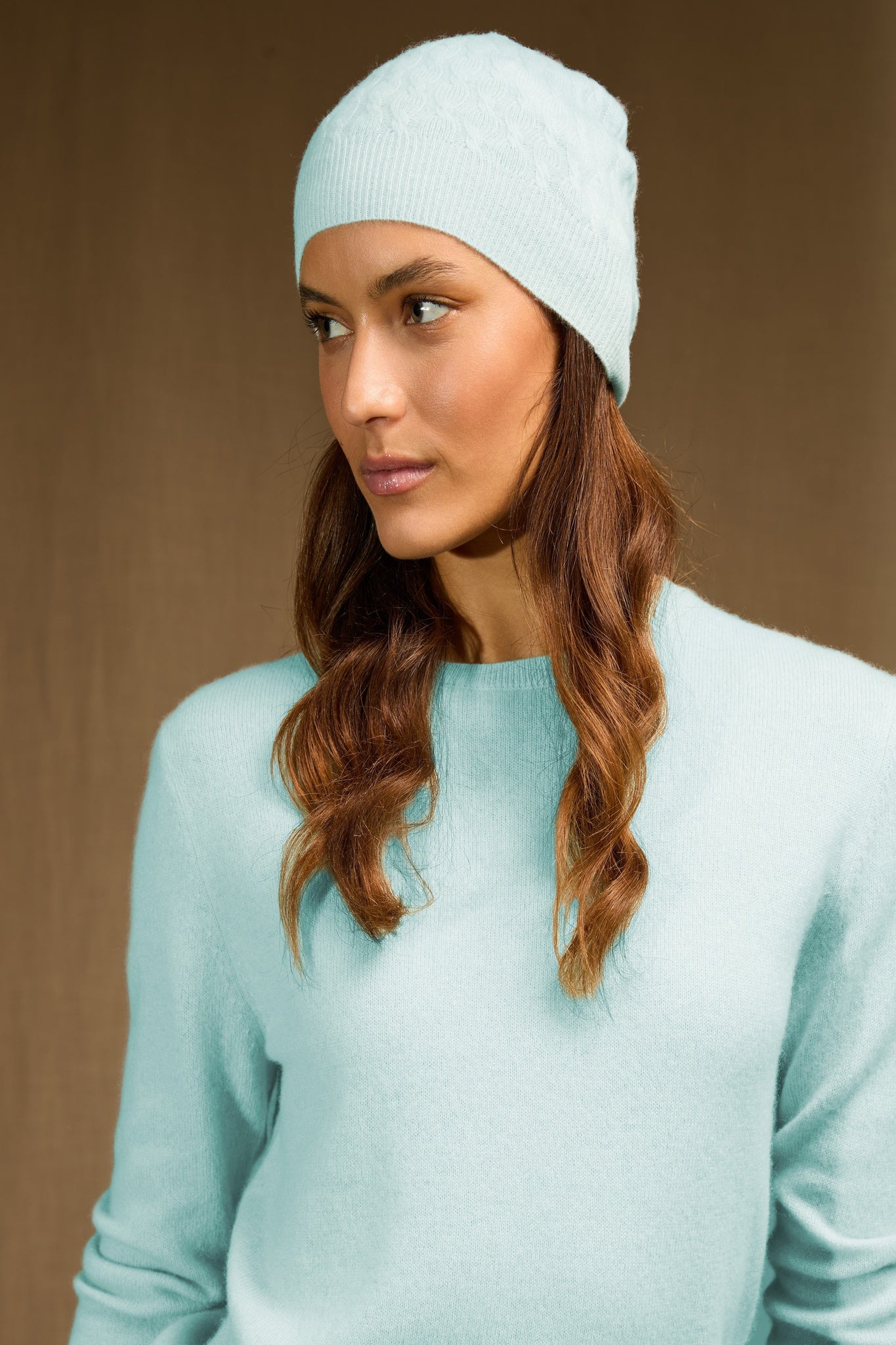 alejandro bonnet vert lagon 100% cachemire