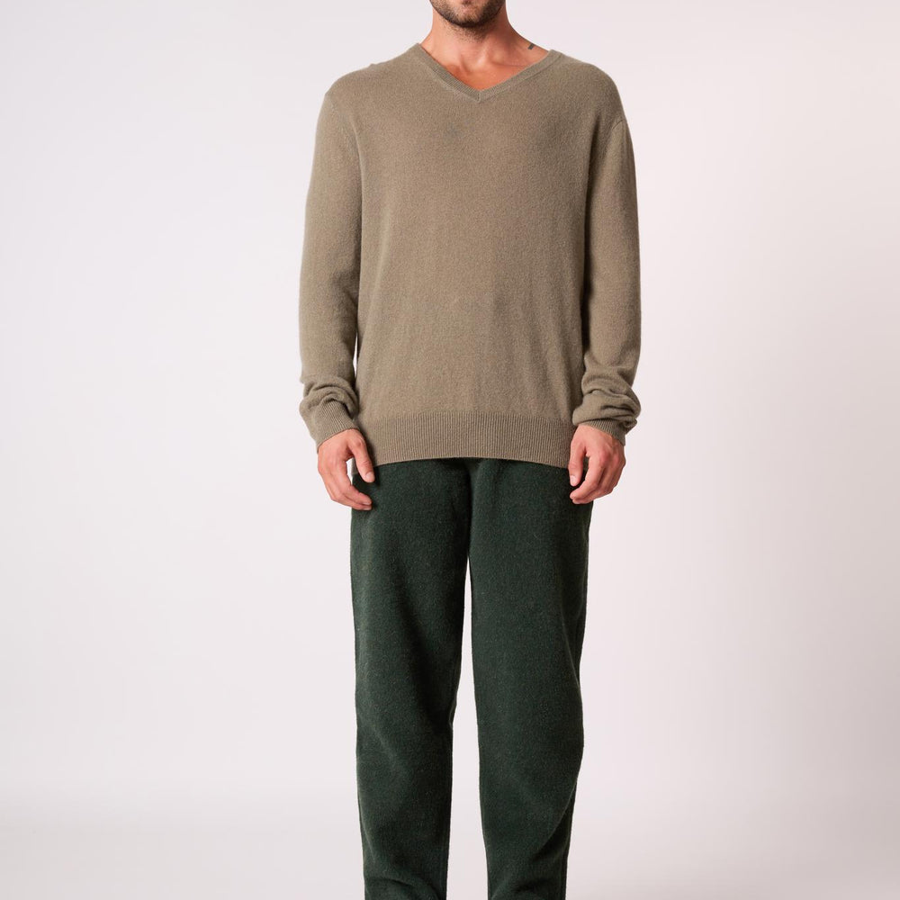 ALEXANDER pull col v  army 100% cachemire