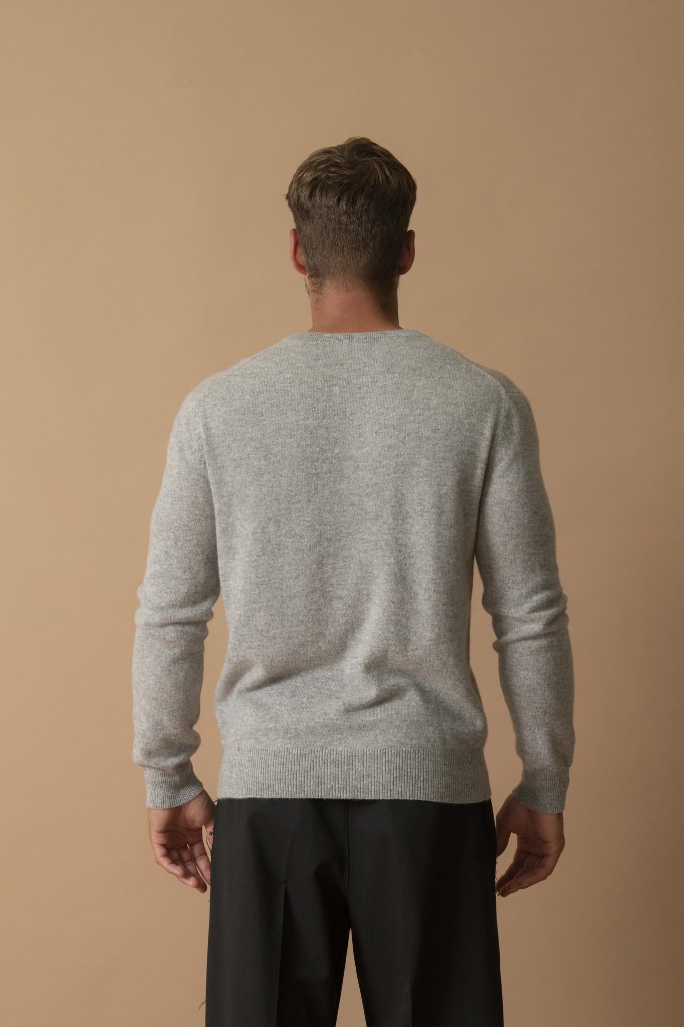 ALEXANDER pull col v  nuage chiné 100% cachemire