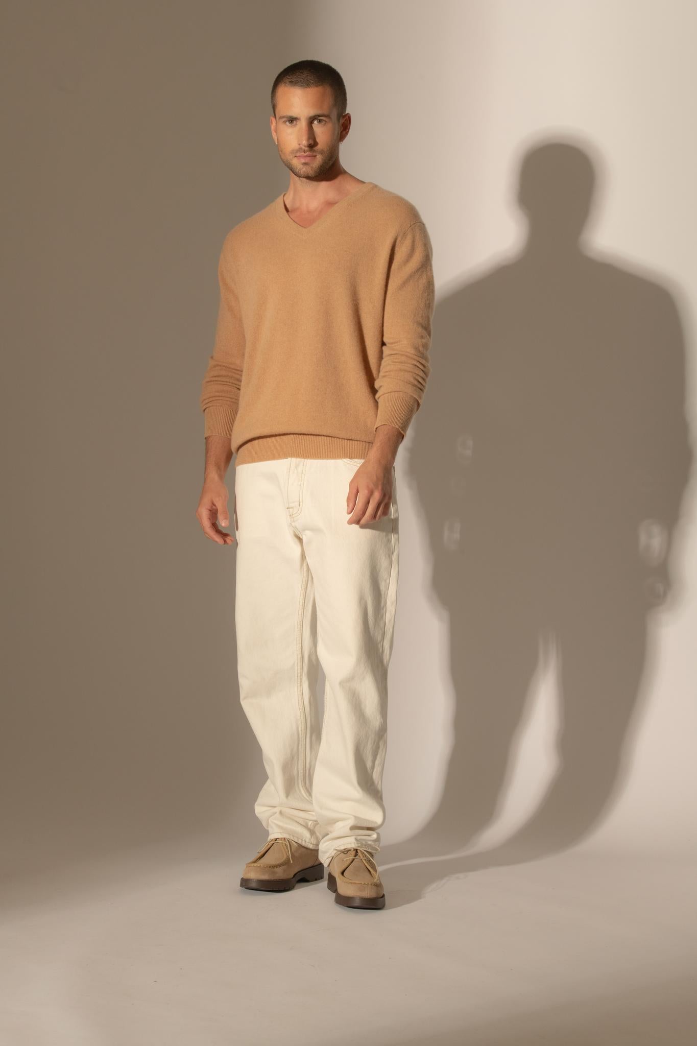 ALEXANDER pull col v  sahara 100% cachemire