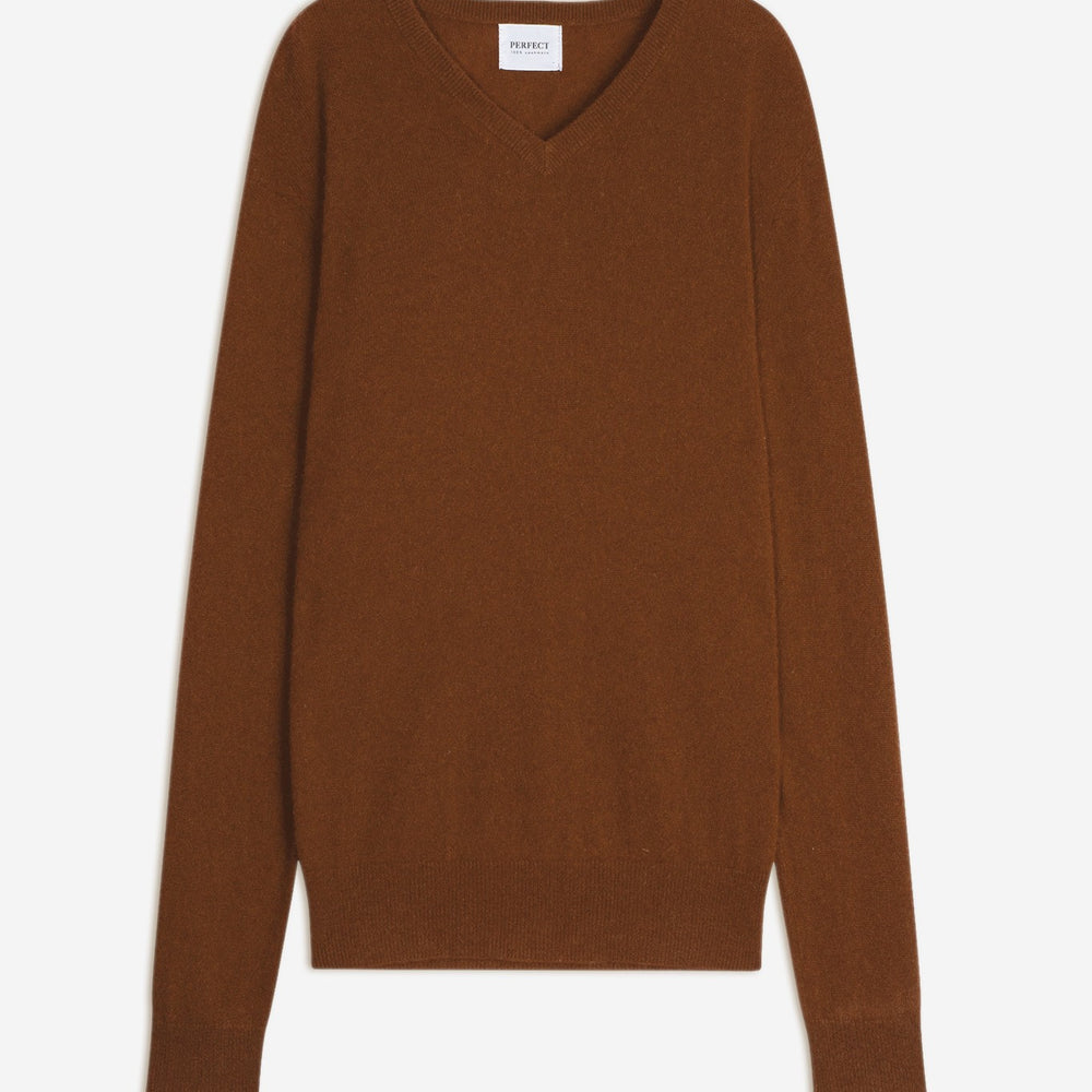 alexander pull col v chataigne 100% cachemire