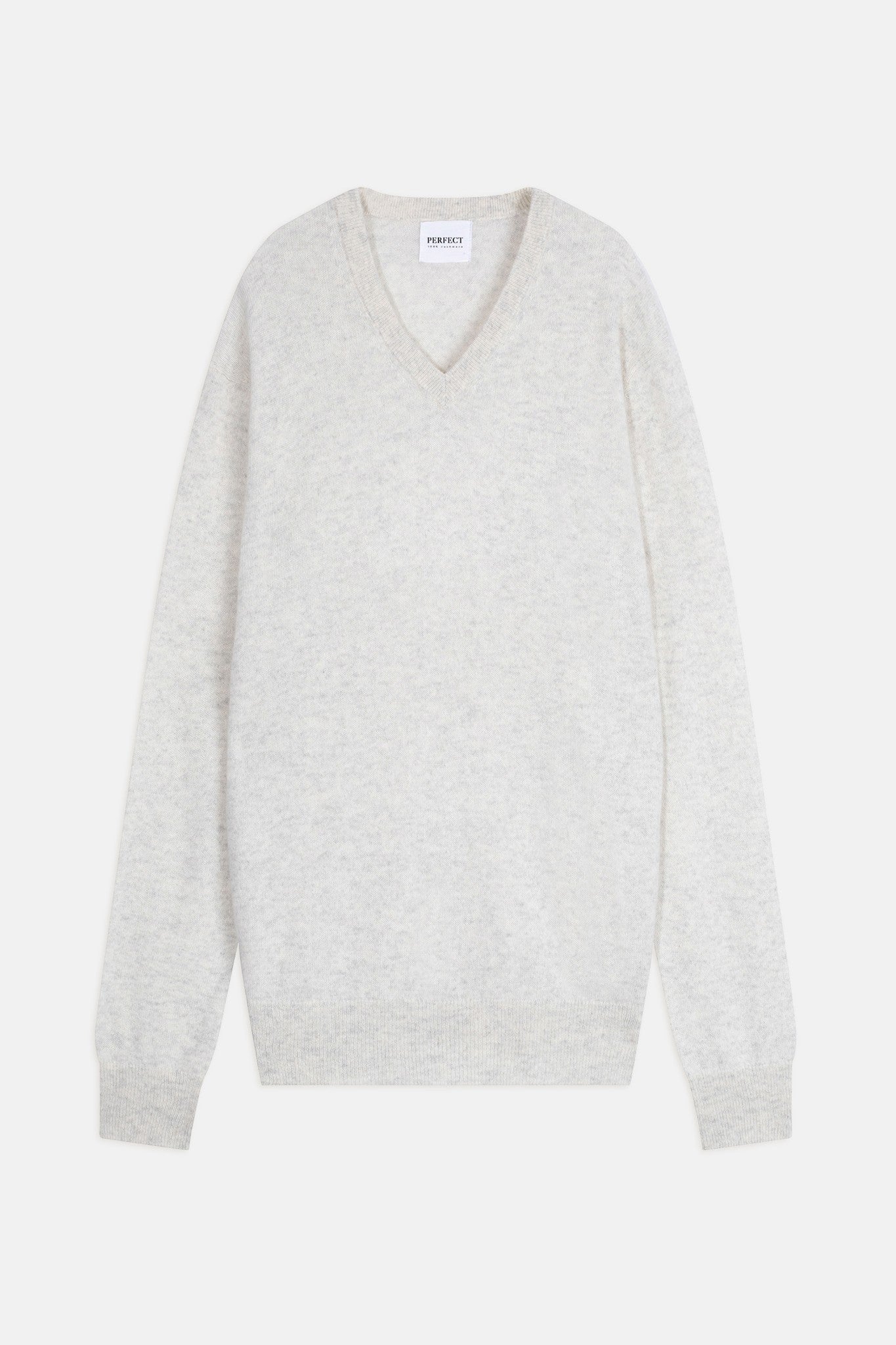 alexander pull col v gris perle chiné 100% cachemire