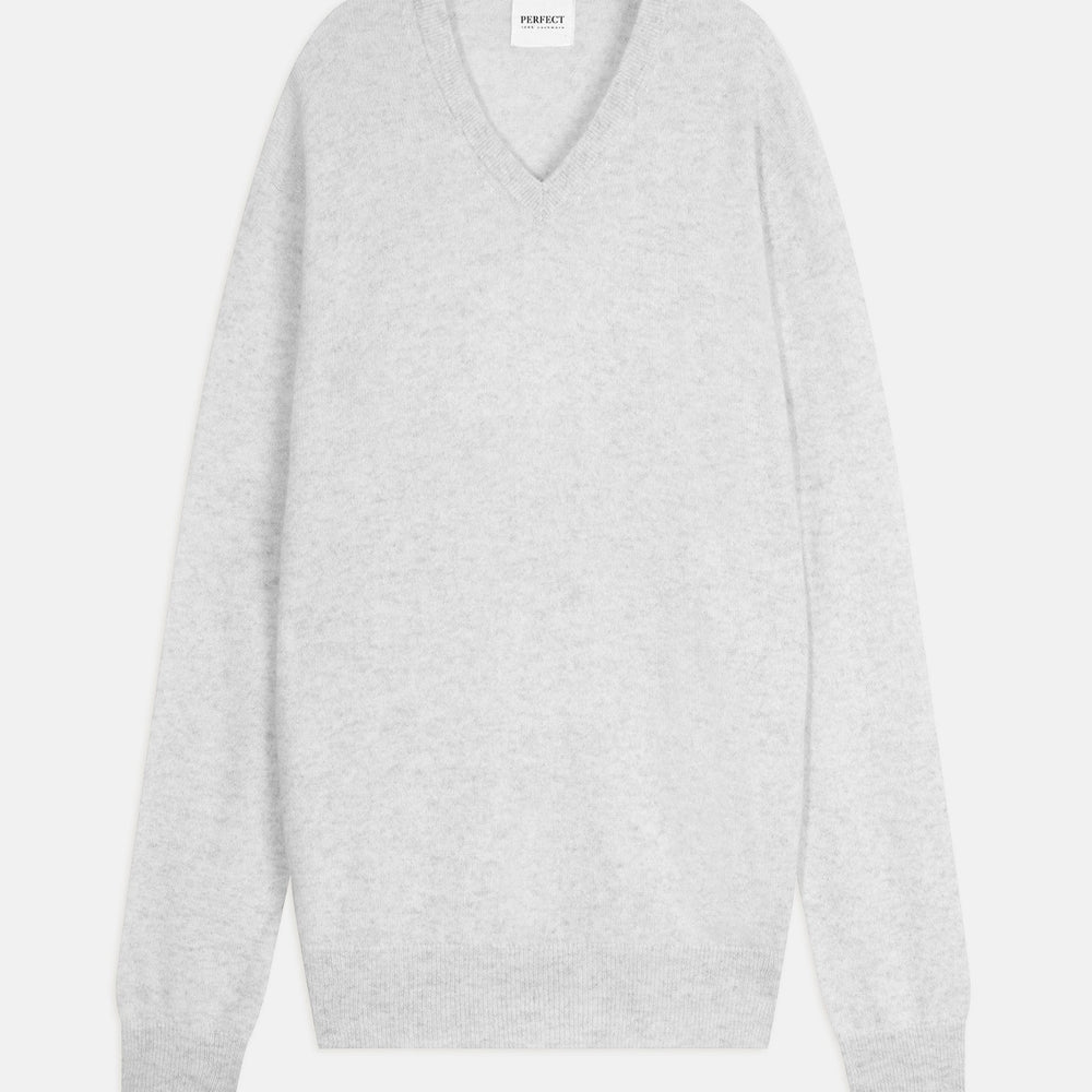 alexander pull col v gris perle chiné 100% cachemire